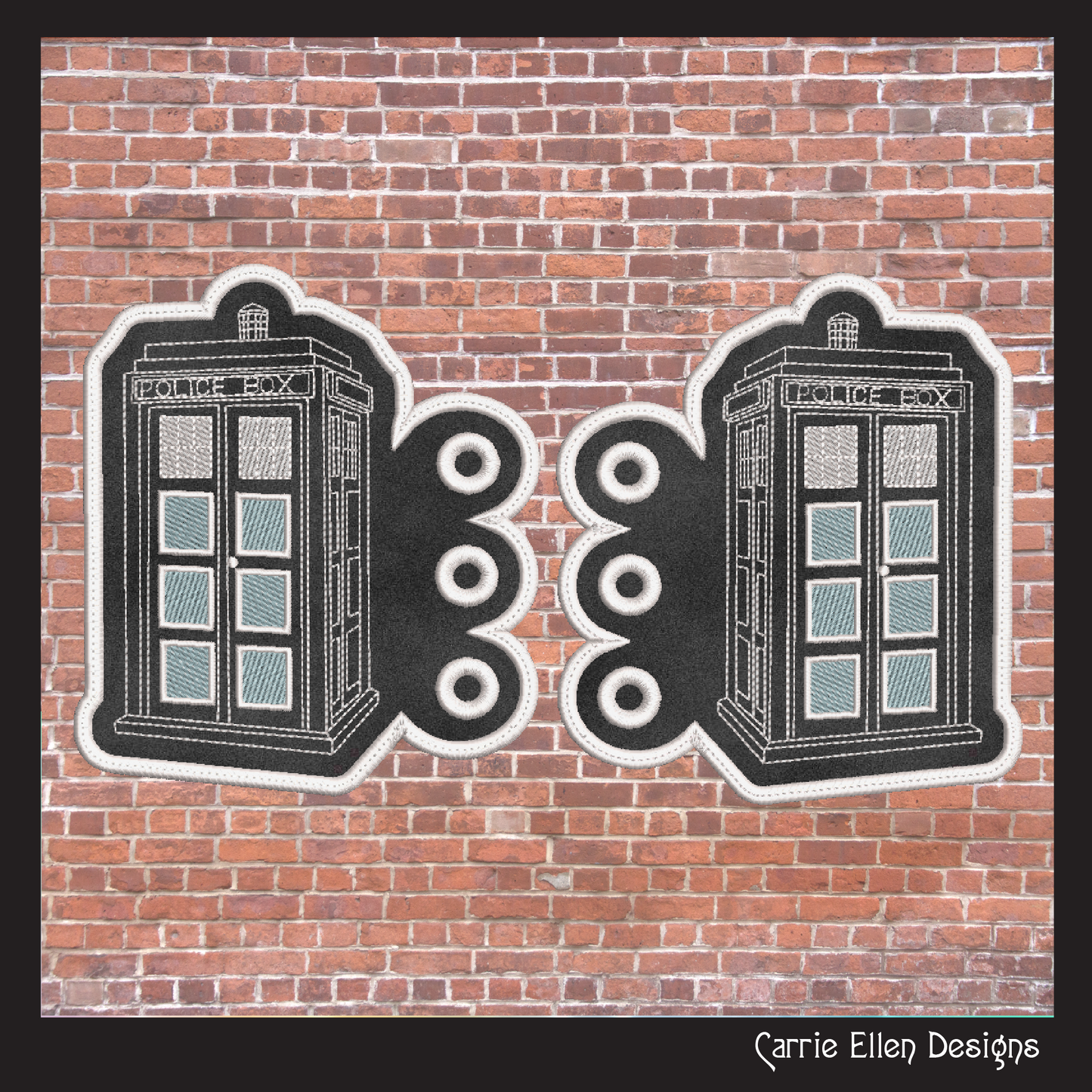 Tardis Shoe Wing Machine Embroidery Design – Classic Police Box Wings for Shoes and Boots – 4x4 & 5x7 Hoop Embroidery Project (2048)