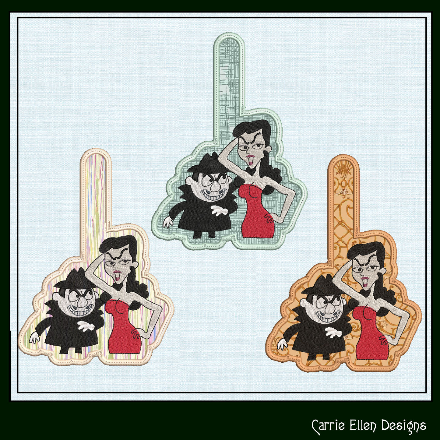 Boris and Natasha ITH Key Fob Machine Embroidery Design | Classic Cartoon Villains In-The-Hoop Project (2081)