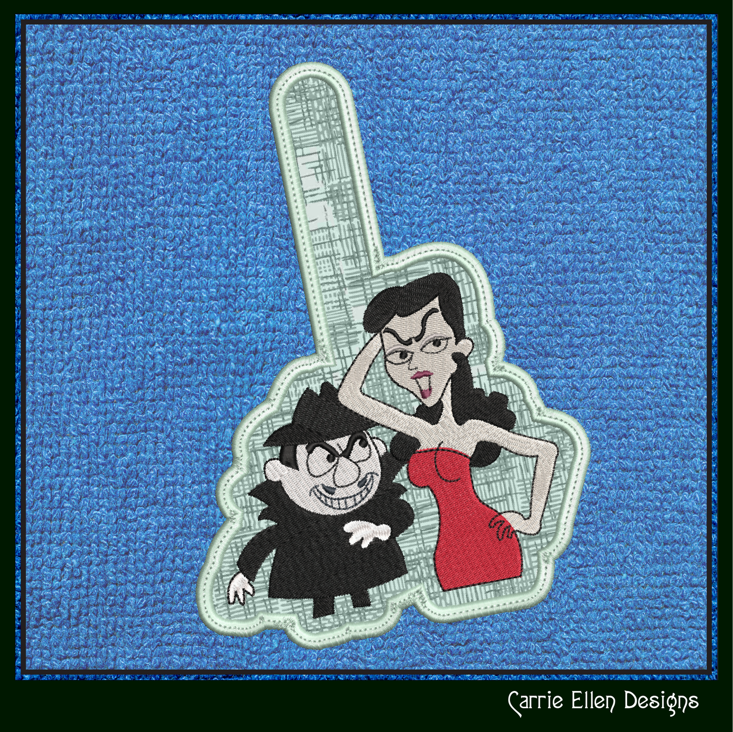 Boris and Natasha ITH Key Fob Machine Embroidery Design | Classic Cartoon Villains In-The-Hoop Project (2081)