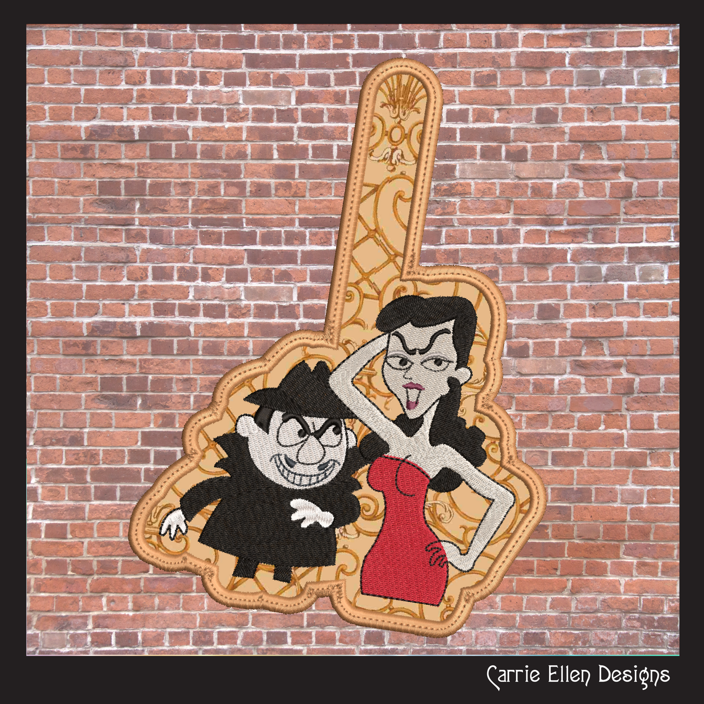 Boris and Natasha ITH Key Fob Machine Embroidery Design | Classic Cartoon Villains In-The-Hoop Project (2081)