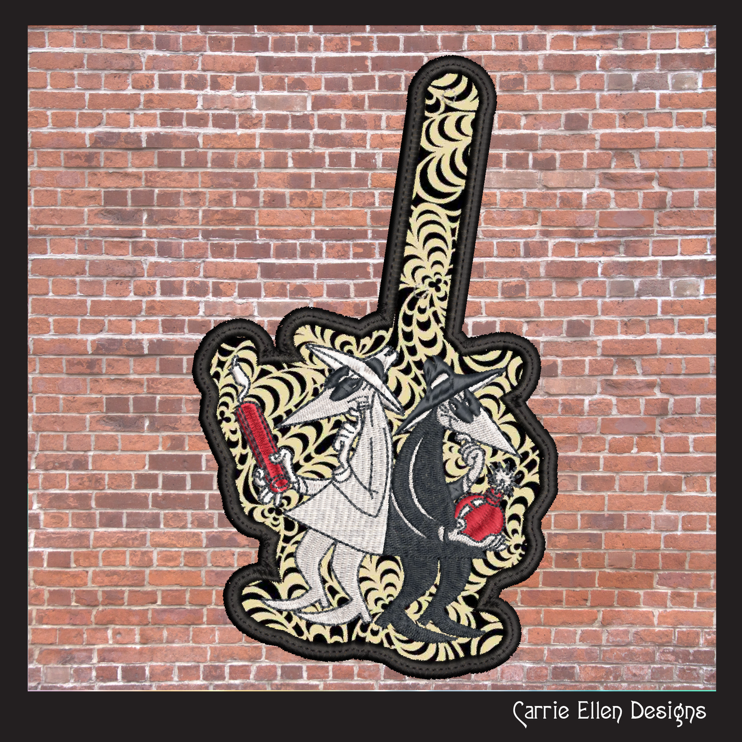 Spy vs Spy ITH Key Fob Machine Embroidery Design | Mad Magazine Cartoon Characters In-The-Hoop Project (2086)