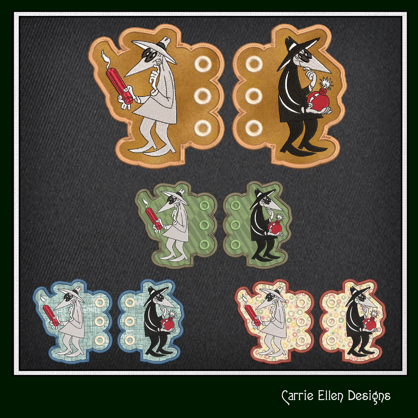 Spy vs. Spy Shoe Wing Machine Embroidery Design | Good vs. Evil Cartoon Wings | 4x4 & 5x7 ITH Hoop Project (2092)