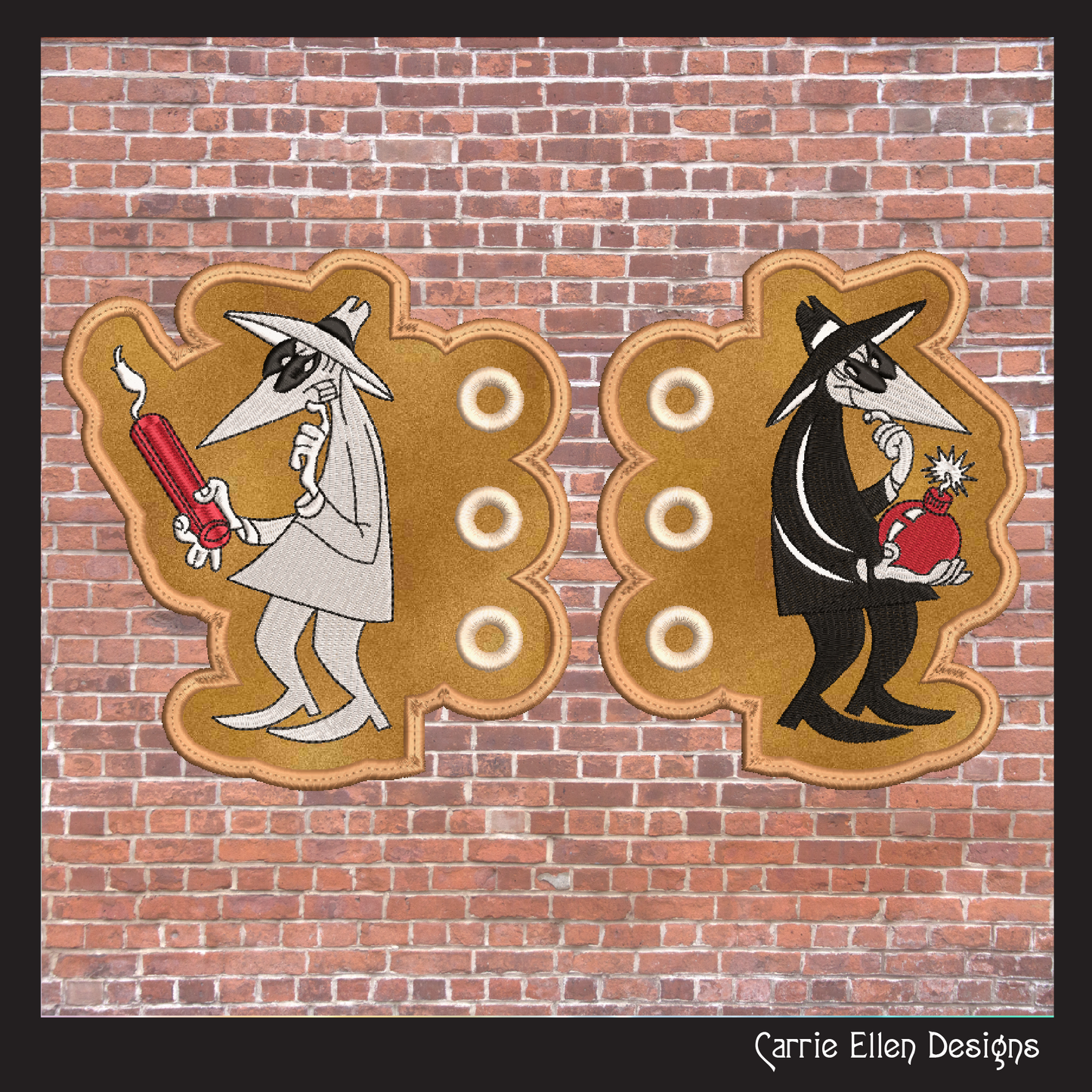 Spy vs. Spy Shoe Wing Machine Embroidery Design | Good vs. Evil Cartoon Wings | 4x4 & 5x7 ITH Hoop Project (2092)