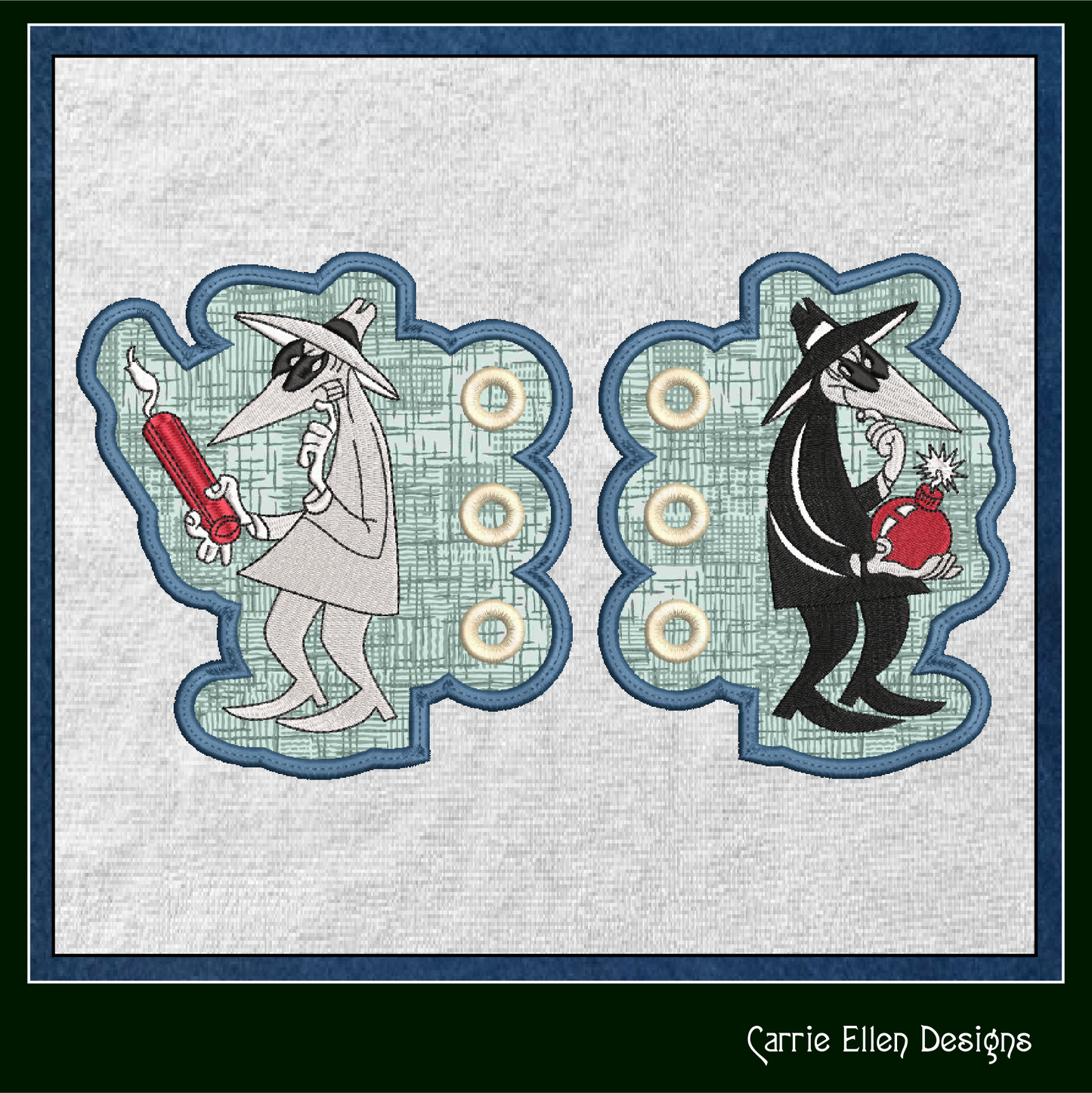 Spy vs. Spy Shoe Wing Machine Embroidery Design | Good vs. Evil Cartoon Wings | 4x4 & 5x7 ITH Hoop Project (2092)