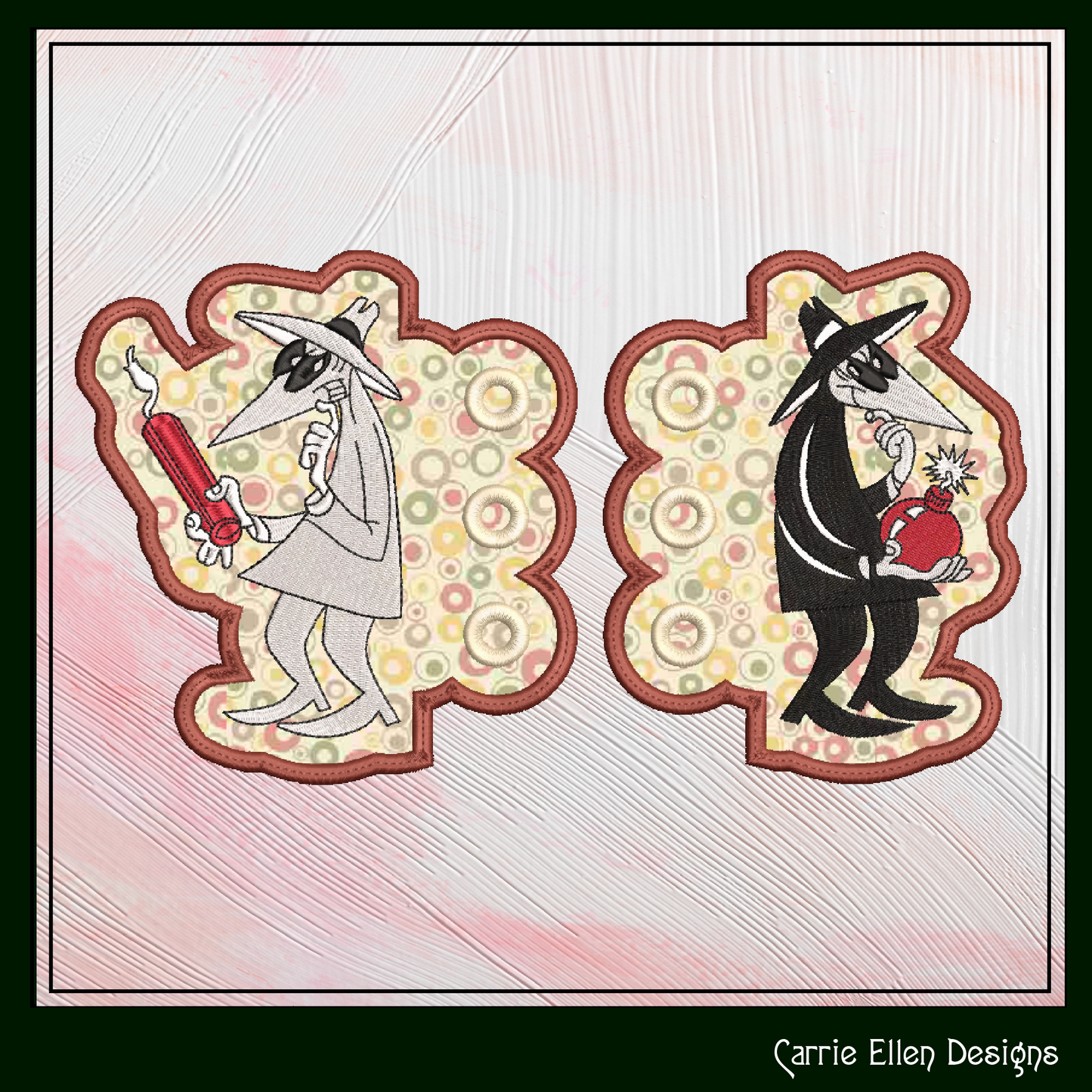Spy vs. Spy Shoe Wing Machine Embroidery Design | Good vs. Evil Cartoon Wings | 4x4 & 5x7 ITH Hoop Project (2092)