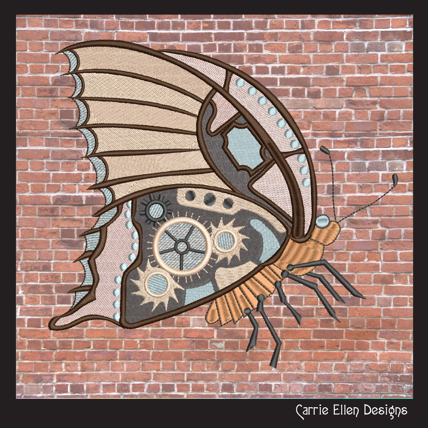 Butterfly Machine Embroidery Design, Clockwork Steampunk Butterfly, Garden Monarch Insect Embroidery Design, 6 Sizes (2093)