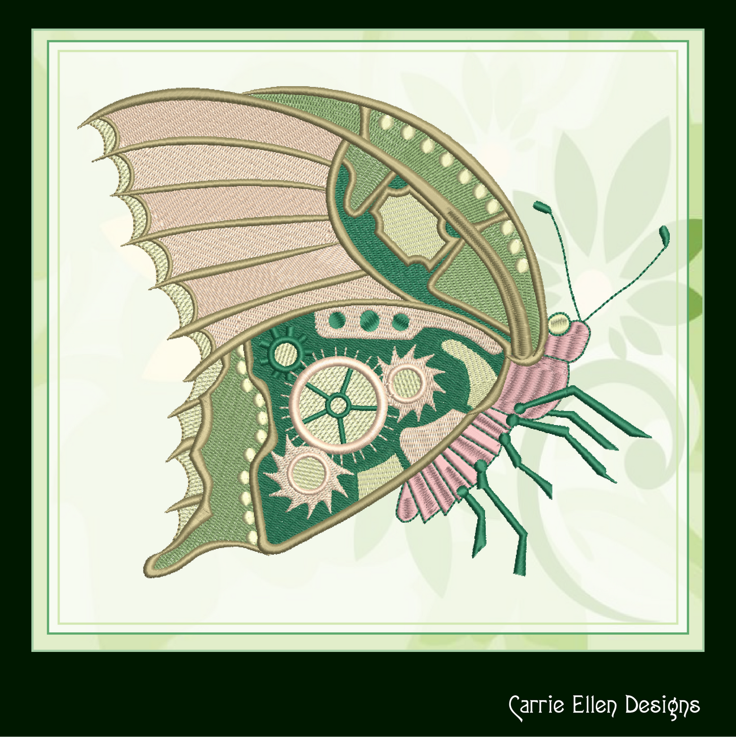Butterfly Machine Embroidery Design, Clockwork Steampunk Butterfly, Garden Monarch Insect Embroidery Design, 6 Sizes (2093)