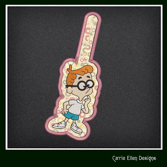 Mr. Peabody ITH Key Fob Machine Embroidery Design | Bullwinkle and Friends In-The-Hoop Key Tag (2105)