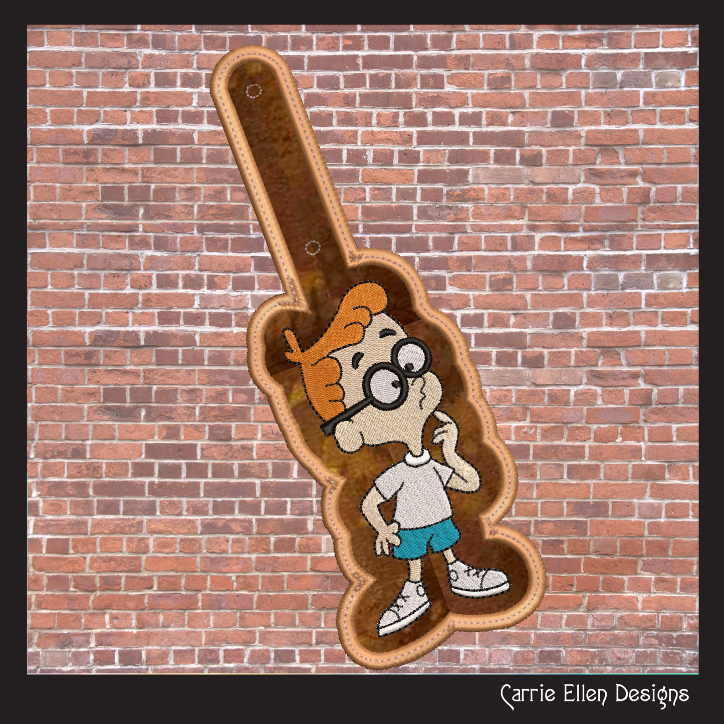 Mr. Peabody ITH Key Fob Machine Embroidery Design | Bullwinkle and Friends In-The-Hoop Key Tag (2105)