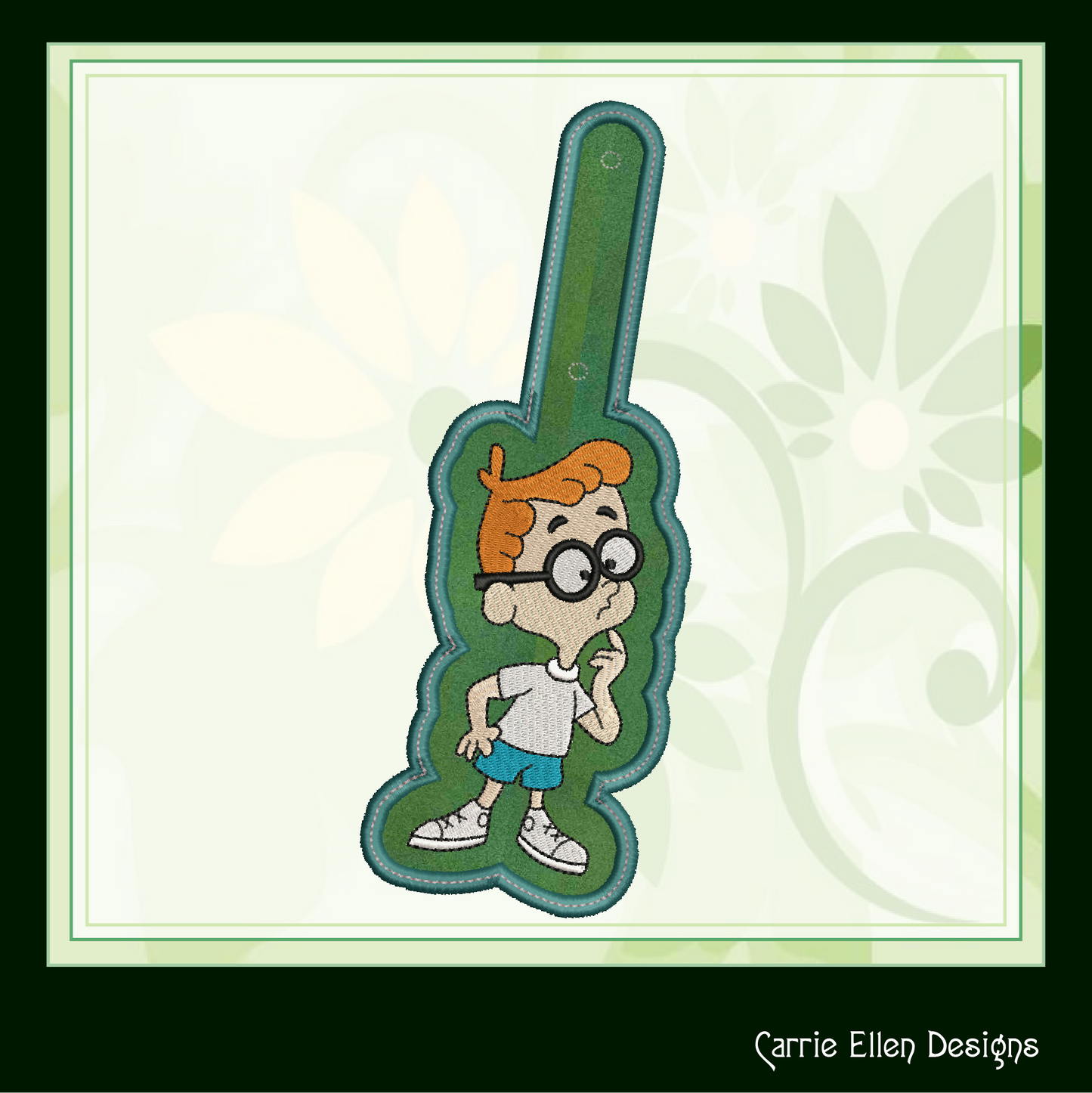 Mr. Peabody ITH Key Fob Machine Embroidery Design | Bullwinkle and Friends In-The-Hoop Key Tag (2105)