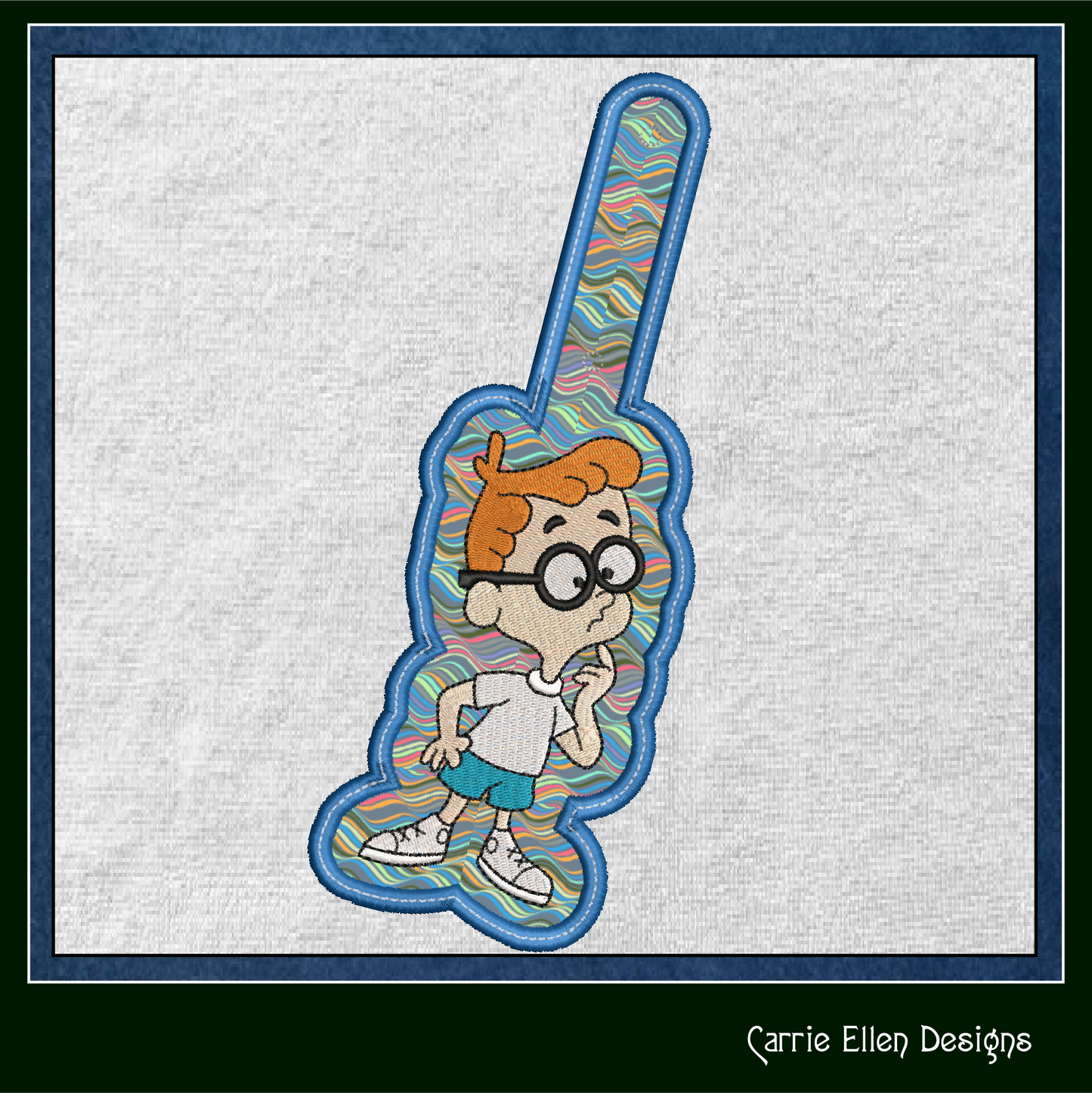Mr. Peabody ITH Key Fob Machine Embroidery Design | Bullwinkle and Friends In-The-Hoop Key Tag (2105)