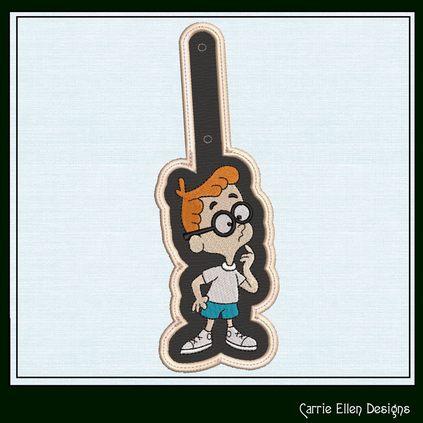 Mr. Peabody ITH Key Fob Machine Embroidery Design | Bullwinkle and Friends In-The-Hoop Key Tag (2105)