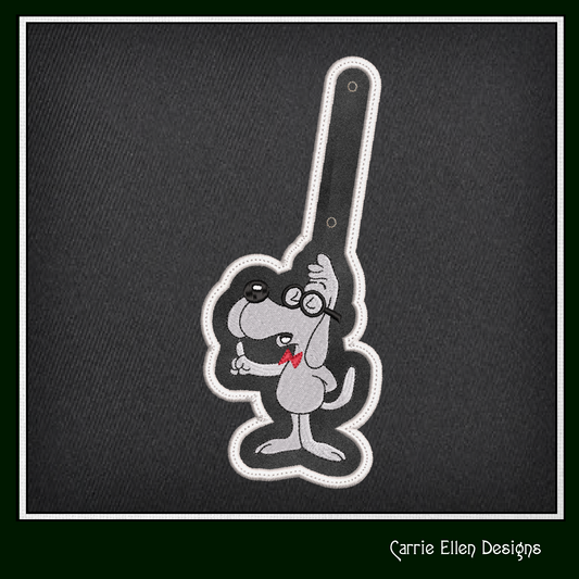 Mr. Peabody ITH Key Fob Machine Embroidery Design | Bullwinkle and Friends In-The-Hoop Key Tag (2106)