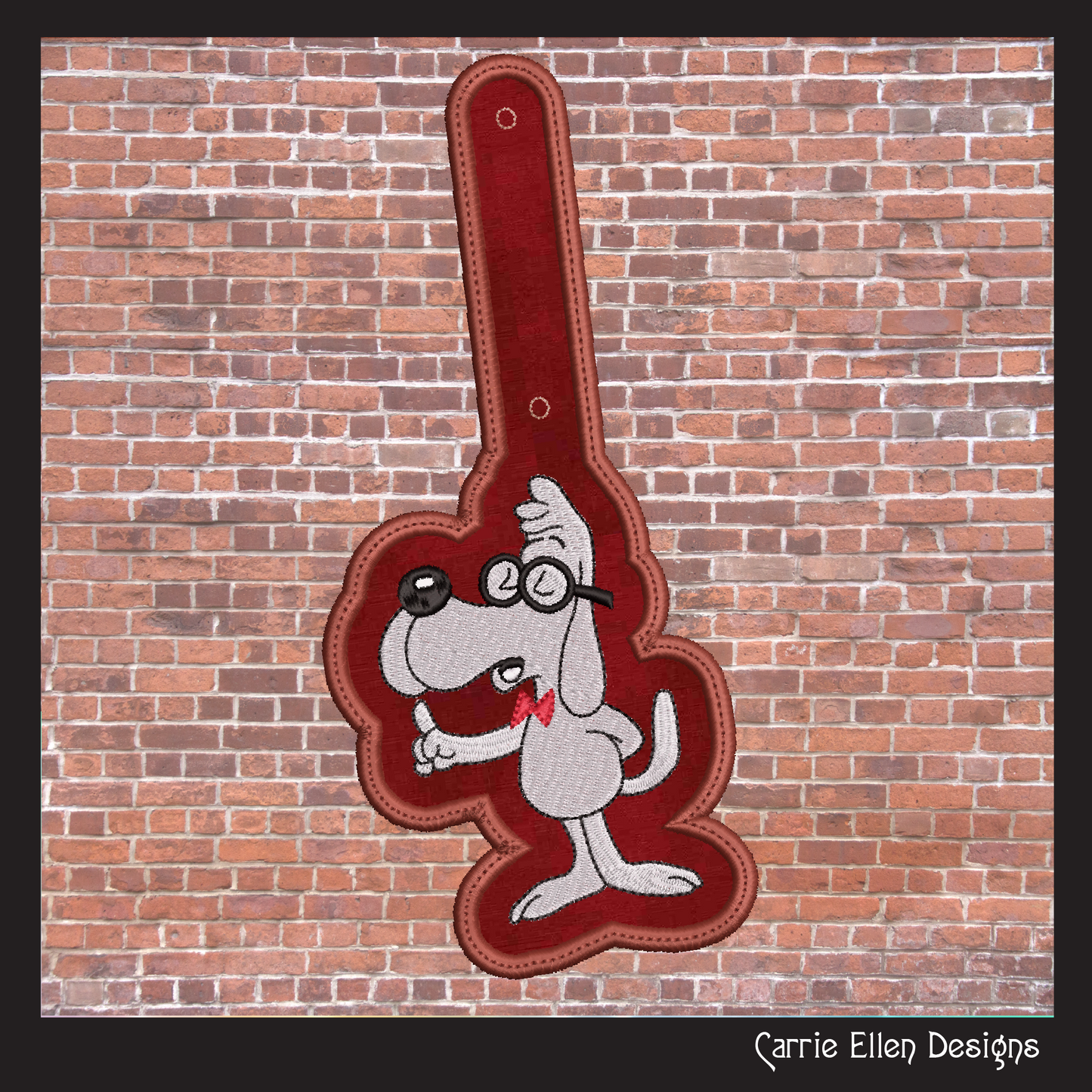 Mr. Peabody ITH Key Fob Machine Embroidery Design | Bullwinkle and Friends In-The-Hoop Key Tag (2106)