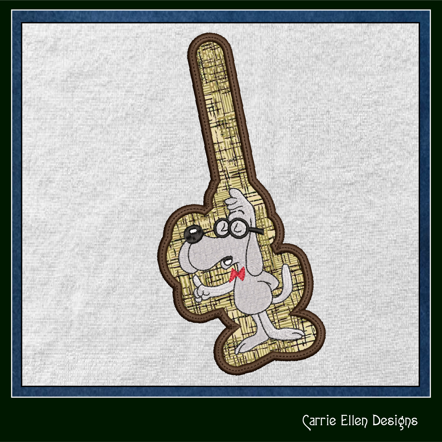 Mr. Peabody ITH Key Fob Machine Embroidery Design | Bullwinkle and Friends In-The-Hoop Key Tag (2106)