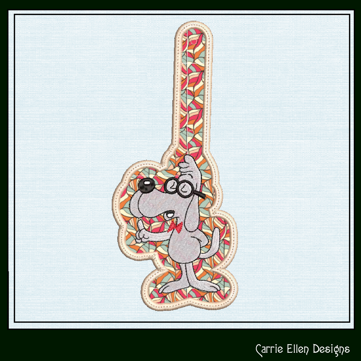 Mr. Peabody ITH Key Fob Machine Embroidery Design | Bullwinkle and Friends In-The-Hoop Key Tag (2106)