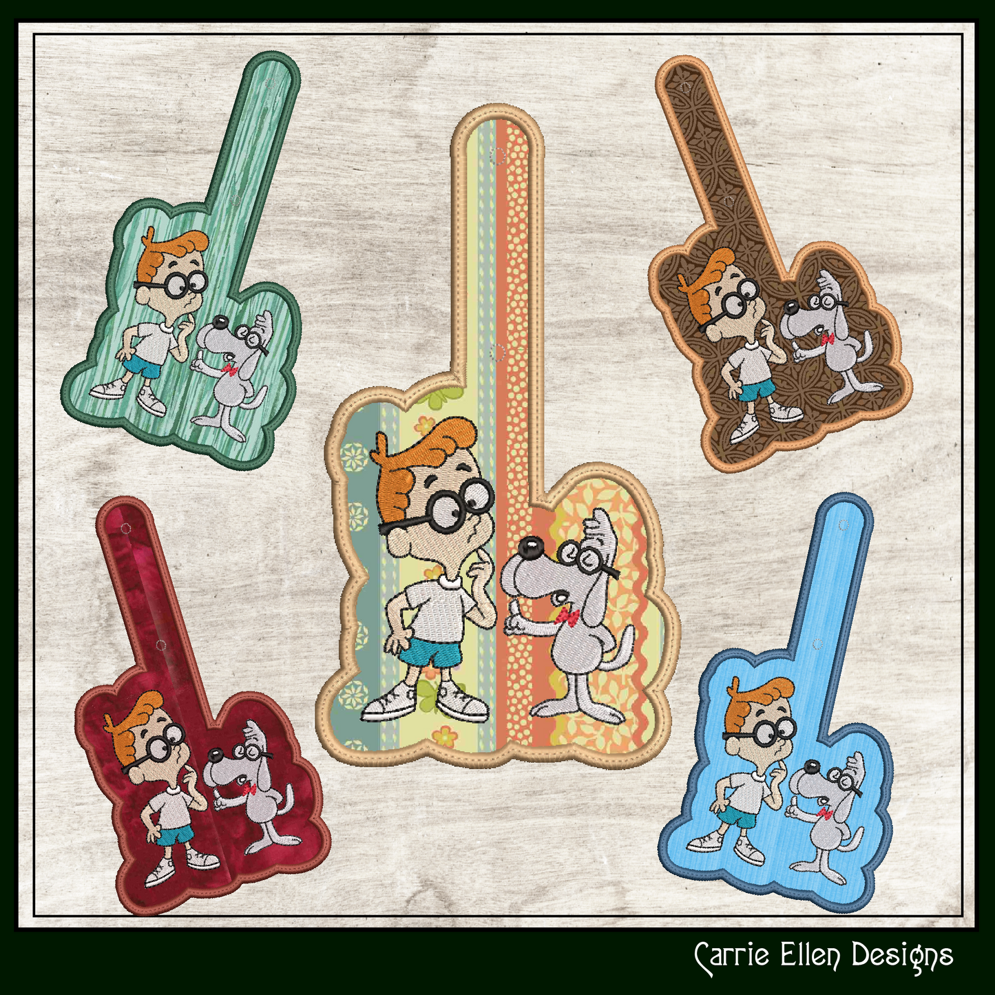 Mr. Peabody and Sherman ITH Key Fob Machine Embroidery Design | Bullwinkle and Friends In-The-Hoop Key Tag (2107)