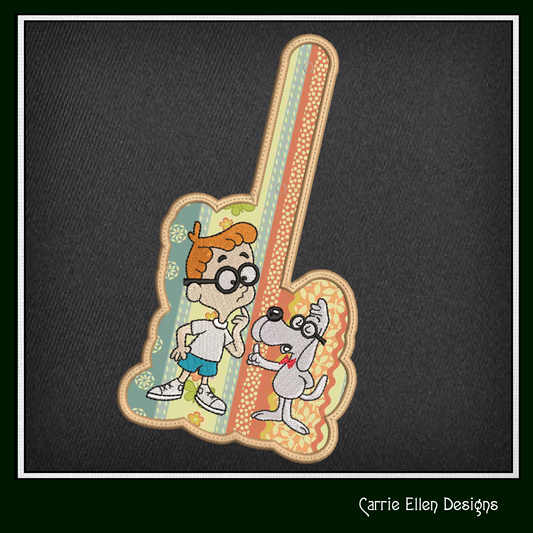 Mr. Peabody and Sherman ITH Key Fob Machine Embroidery Design | Bullwinkle and Friends In-The-Hoop Key Tag (2107)