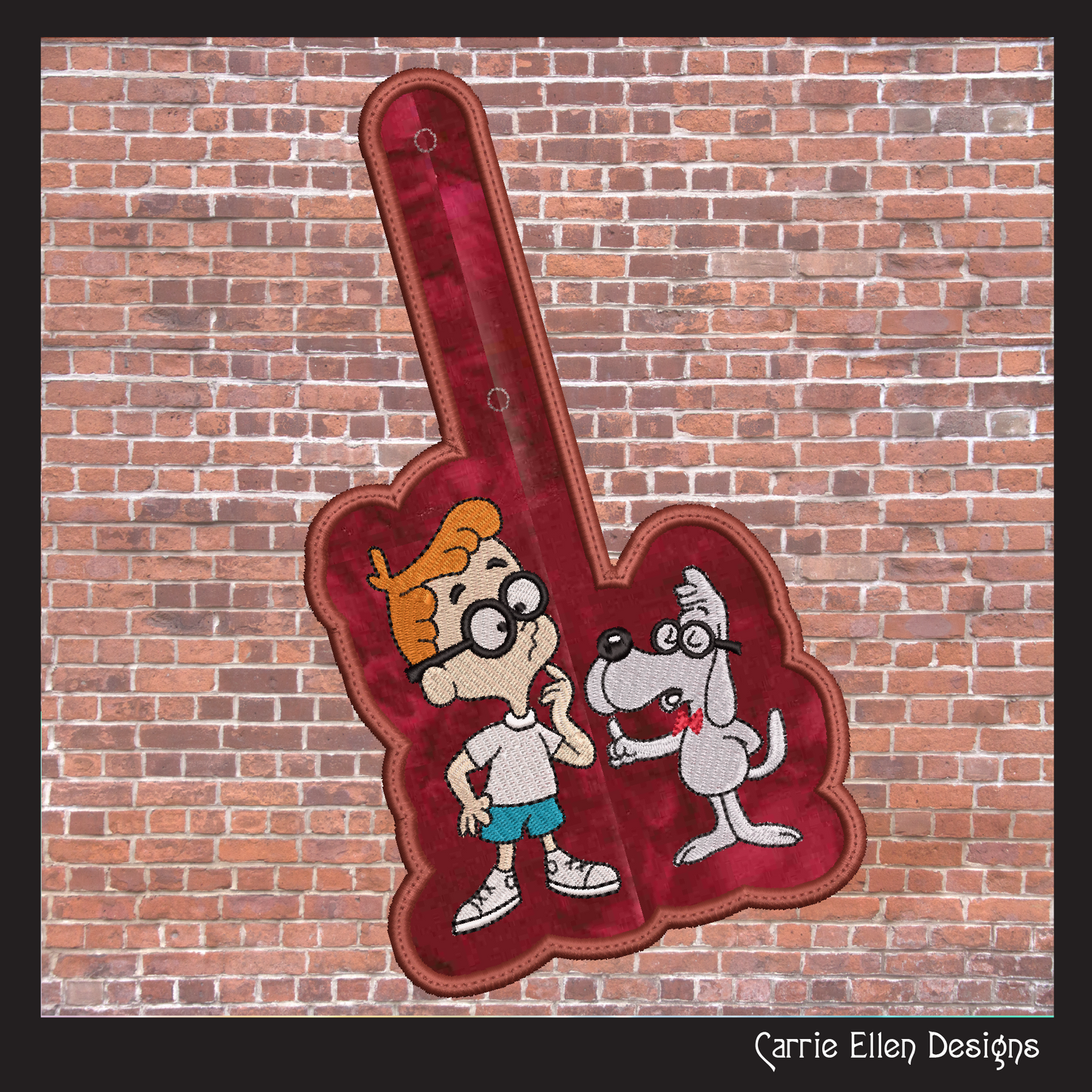 Mr. Peabody and Sherman ITH Key Fob Machine Embroidery Design | Bullwinkle and Friends In-The-Hoop Key Tag (2107)