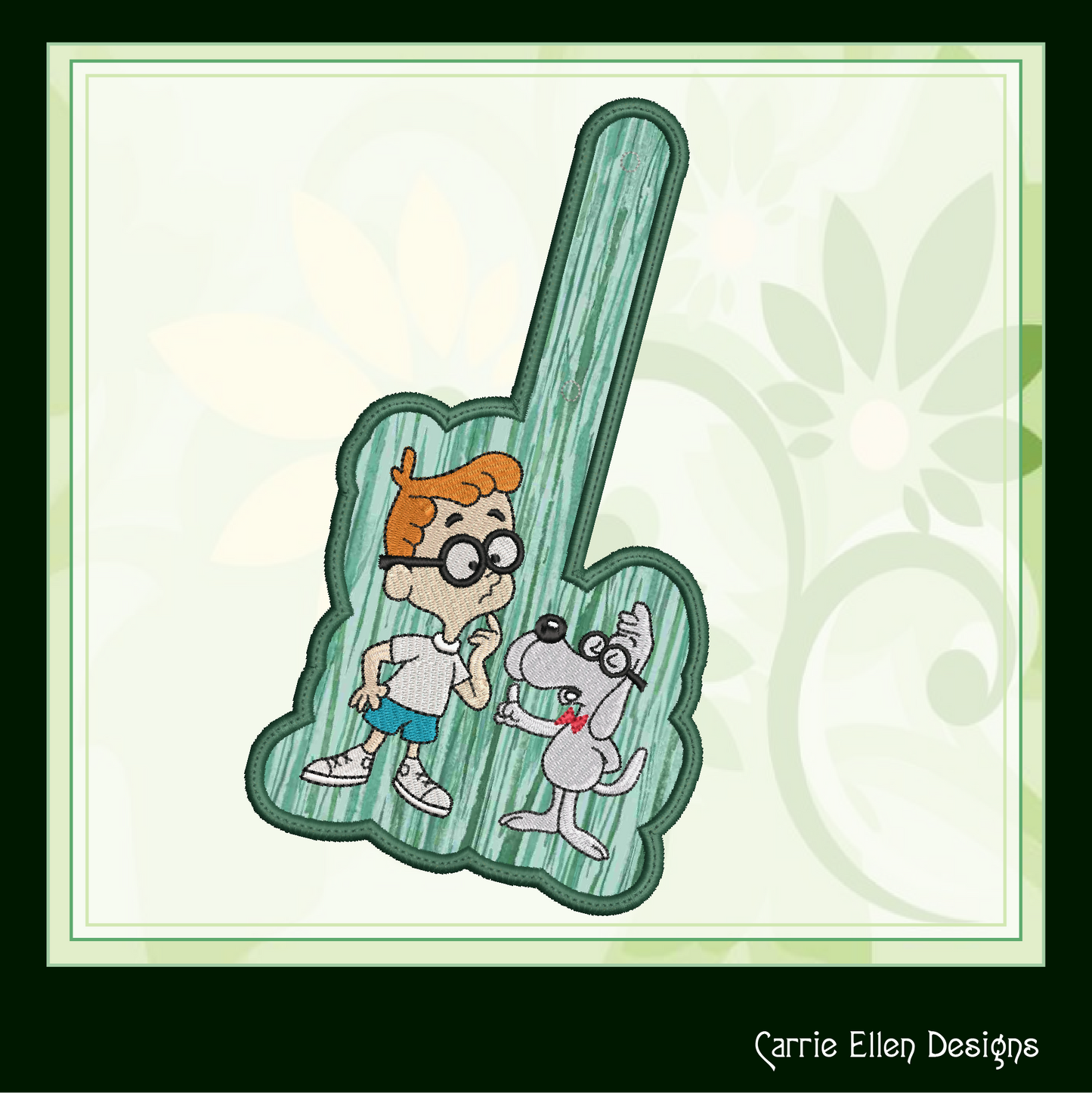 Mr. Peabody and Sherman ITH Key Fob Machine Embroidery Design | Bullwinkle and Friends In-The-Hoop Key Tag (2107)