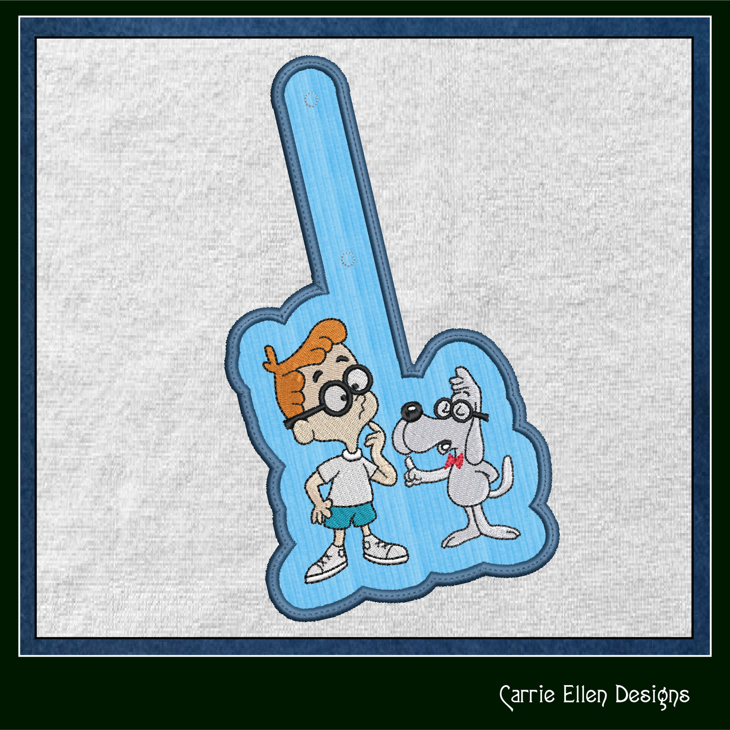 Mr. Peabody and Sherman ITH Key Fob Machine Embroidery Design | Bullwinkle and Friends In-The-Hoop Key Tag (2107)