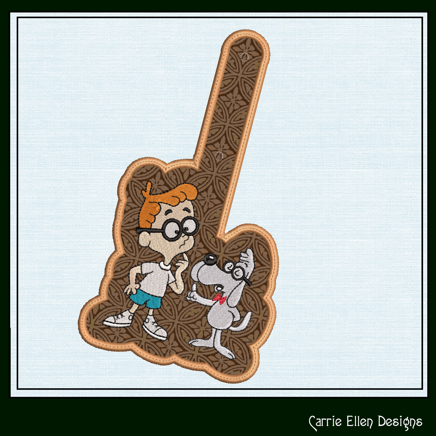 Mr. Peabody and Sherman ITH Key Fob Machine Embroidery Design | Bullwinkle and Friends In-The-Hoop Key Tag (2107)