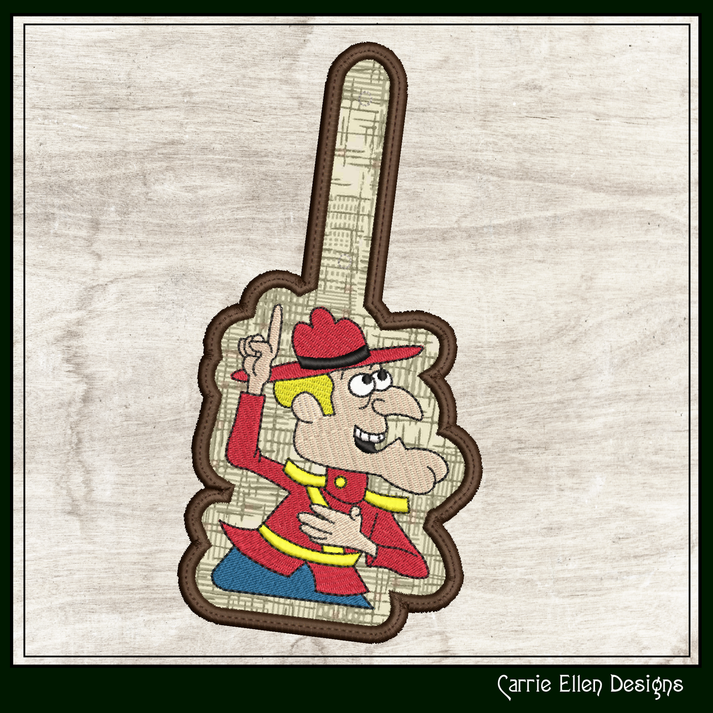 Dudley Do-Right ITH Key Fob Machine Embroidery Design | Canadian Mountie Cartoon In-The-Hoop Key Tag (2109)