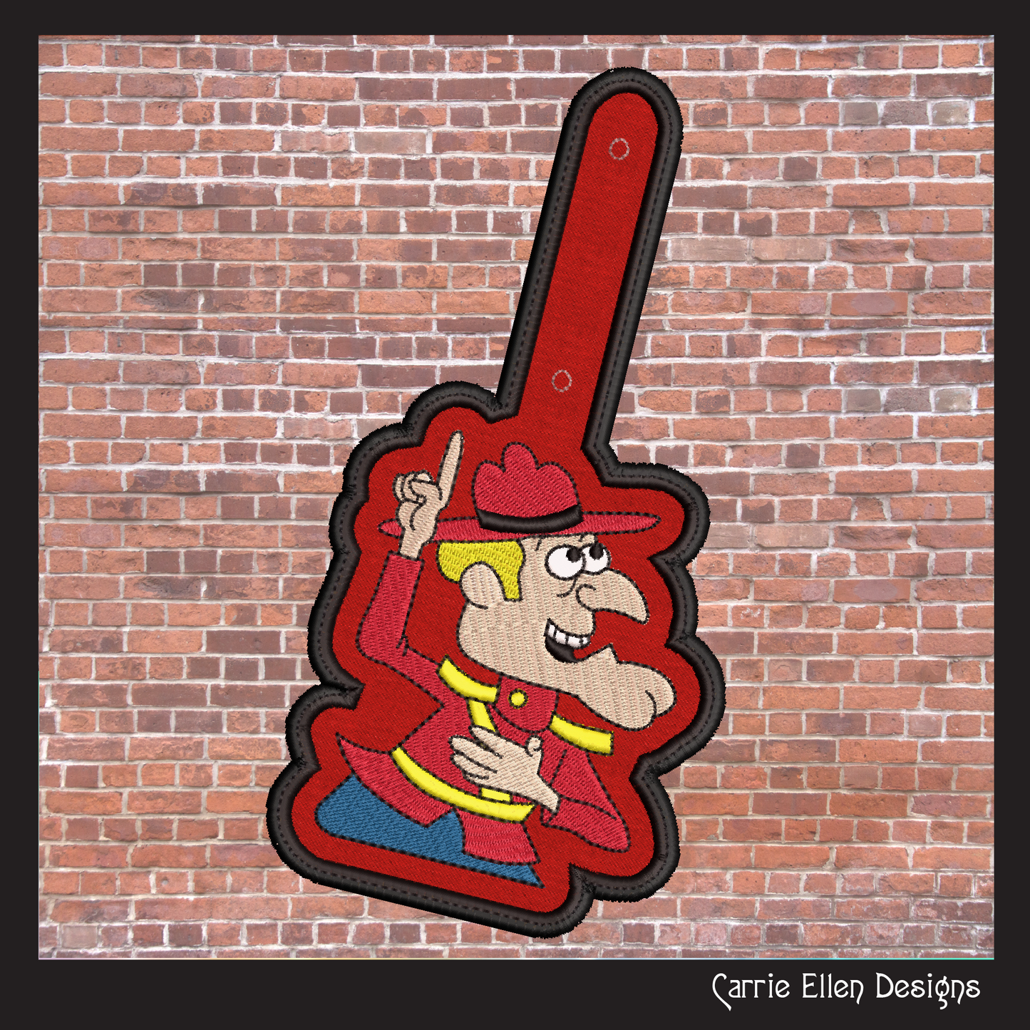 Dudley Do-Right ITH Key Fob Machine Embroidery Design | Canadian Mountie Cartoon In-The-Hoop Key Tag (2109)