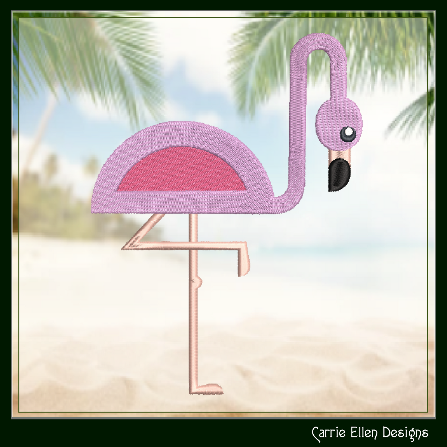 Flamingo Machine Embroidery Design – Quirky Pink Bird, Whimsical Flamingos, 4 Sizes (2124)