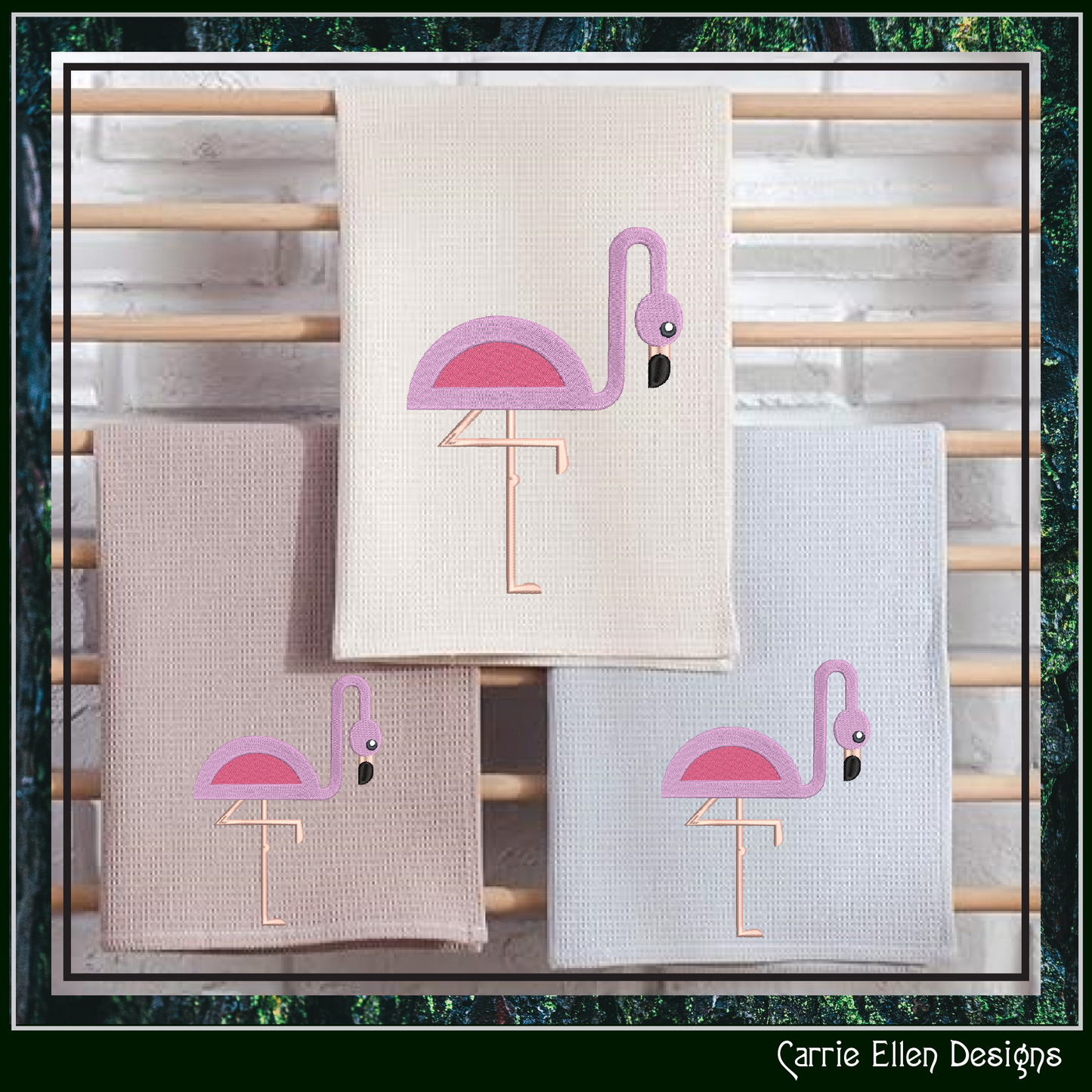 Flamingo Machine Embroidery Design – Quirky Pink Bird, Whimsical Flamingos, 4 Sizes (2124)