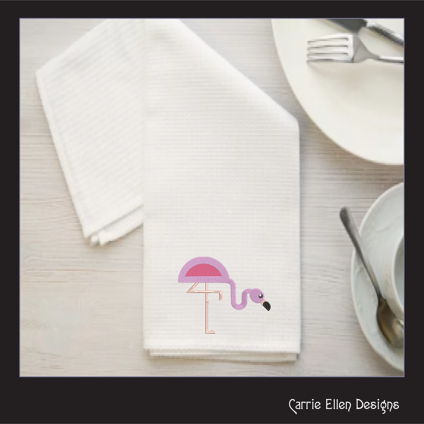 Flamingo Machine Embroidery Design – Quirky Pink Bird, Whimsical Flamingos, 4 Sizes (2125)