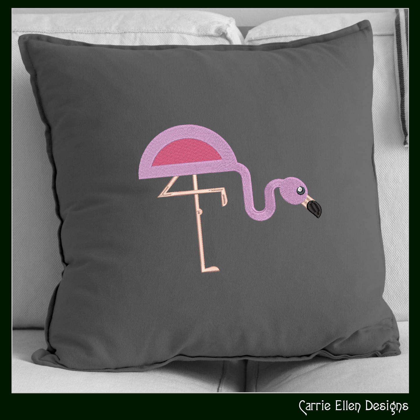 Flamingo Machine Embroidery Design – Quirky Pink Bird, Whimsical Flamingos, 4 Sizes (2125)