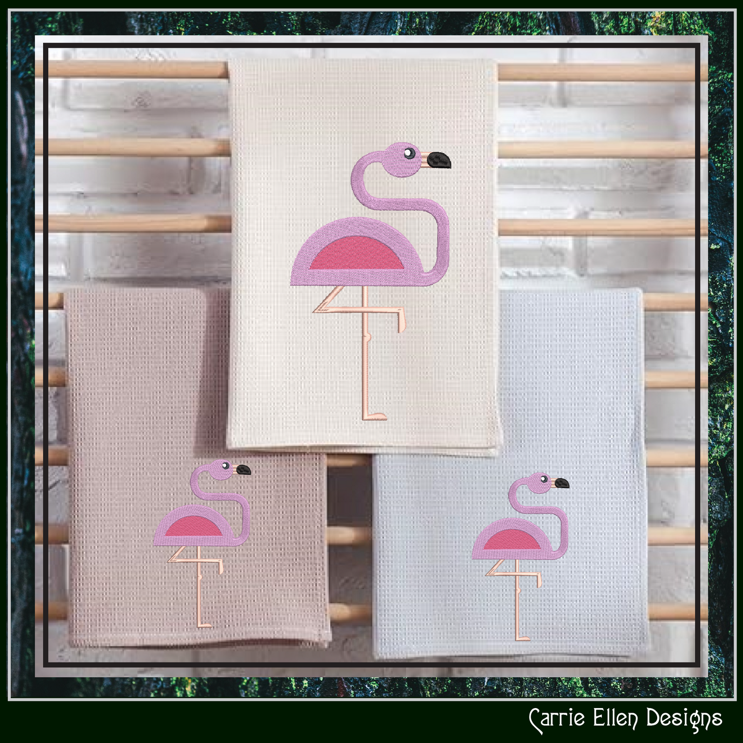Flamingo Machine Embroidery Design – Quirky Pink Bird, Whimsical Flamingos, 4 Sizes (2127)
