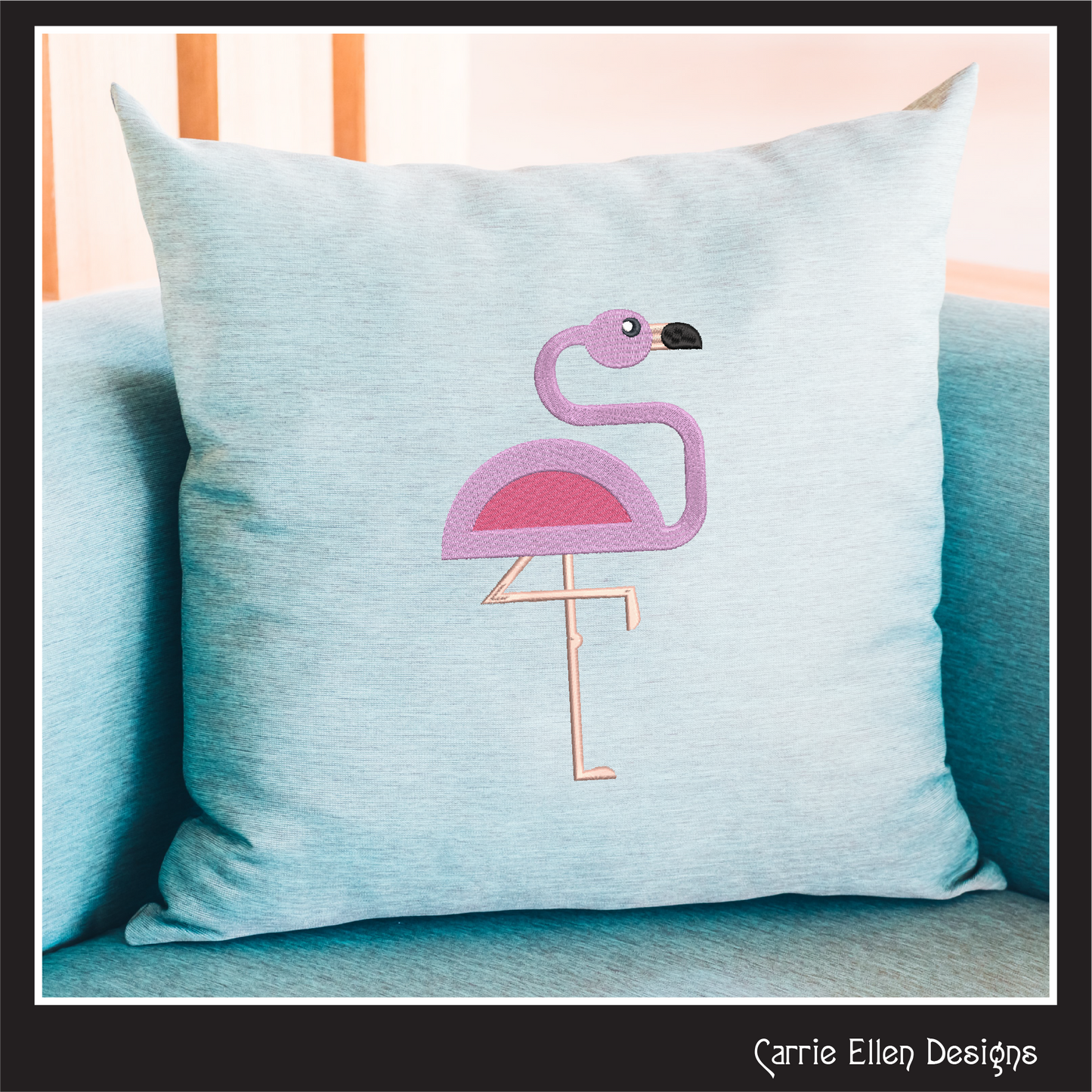 Flamingo Machine Embroidery Design – Quirky Pink Bird, Whimsical Flamingos, 4 Sizes (2127)