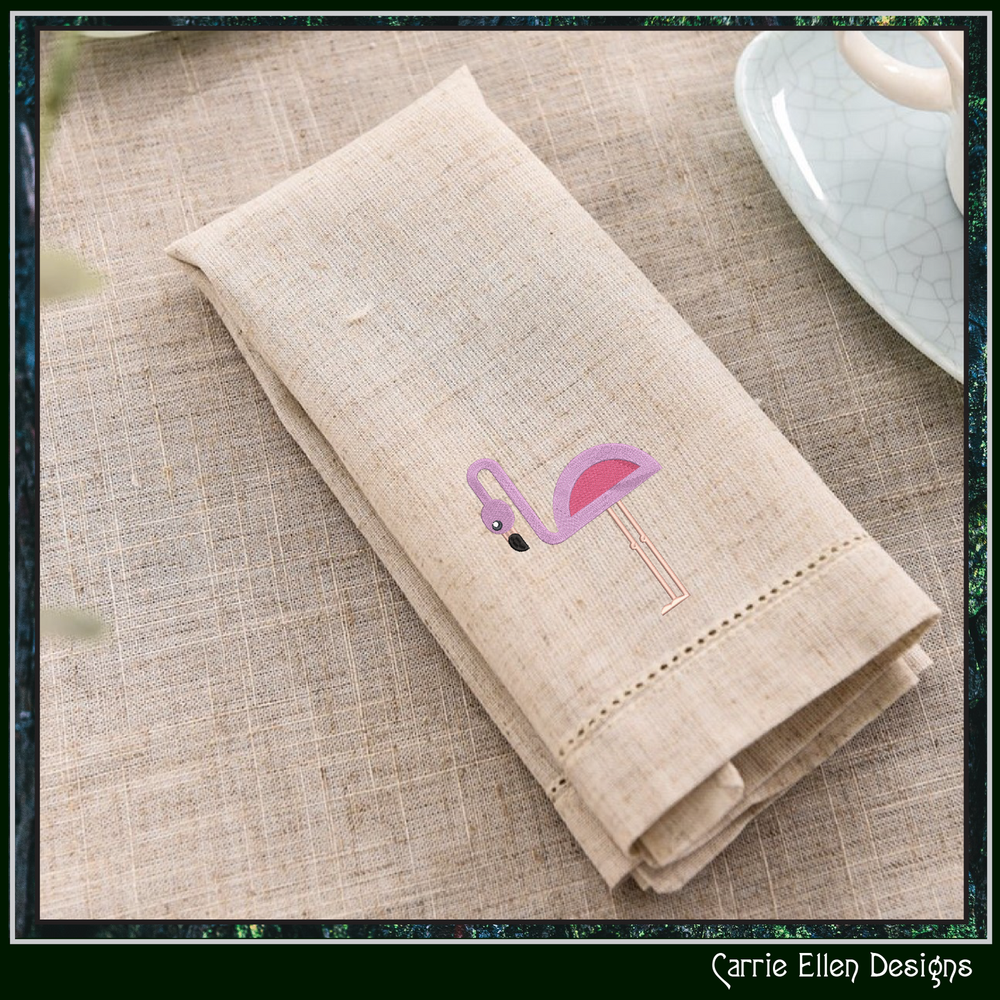 Flamingo Machine Embroidery Design – Quirky Pink Bird, Whimsical Flamingos, 4 Sizes (2128)