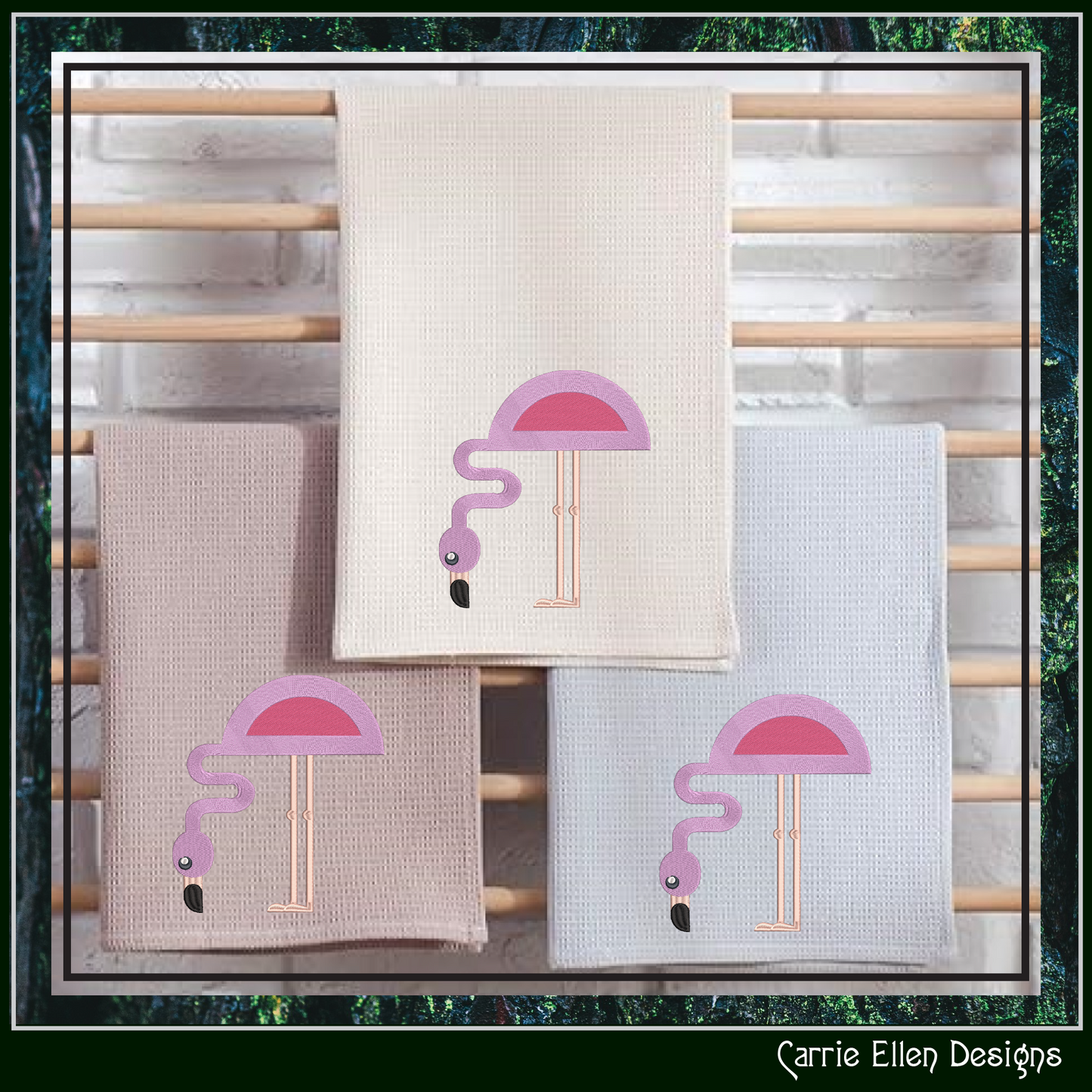 Flamingo Machine Embroidery Design – Quirky Pink Bird, Whimsical Flamingos, 4 Sizes (2129)