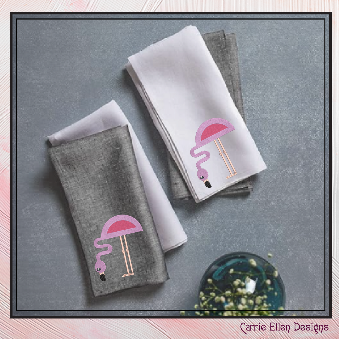 Flamingo Machine Embroidery Design – Quirky Pink Bird, Whimsical Flamingos, 4 Sizes (2129)