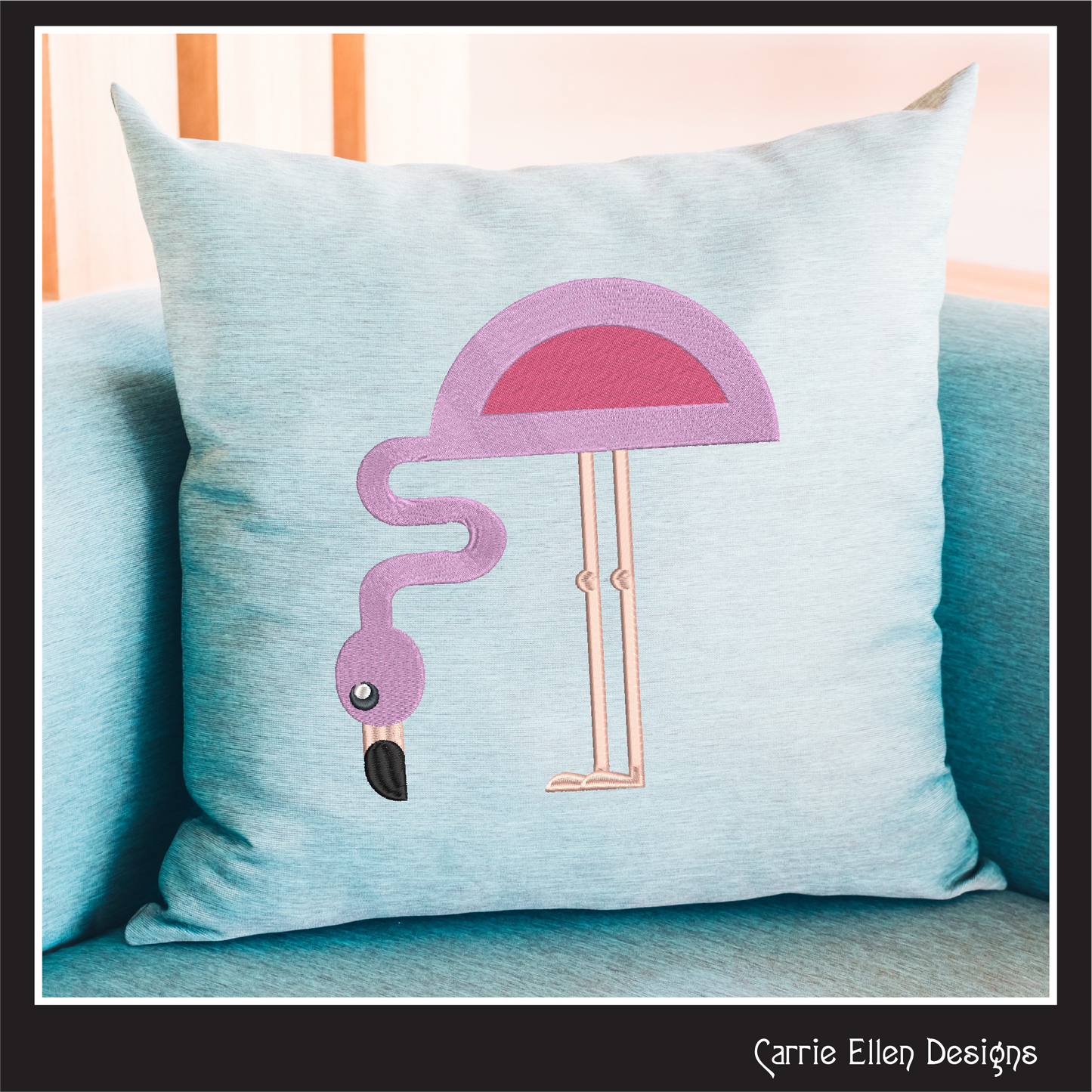 Flamingo Machine Embroidery Design – Quirky Pink Bird, Whimsical Flamingos, 4 Sizes (2129)
