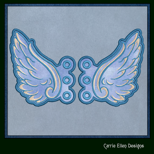 Angel Wing ITH Shoe Wing Embroidery Design – Butterfly Wing Charms for Shoes and Boots – 4x4 & 5x7 Hoop (2134)