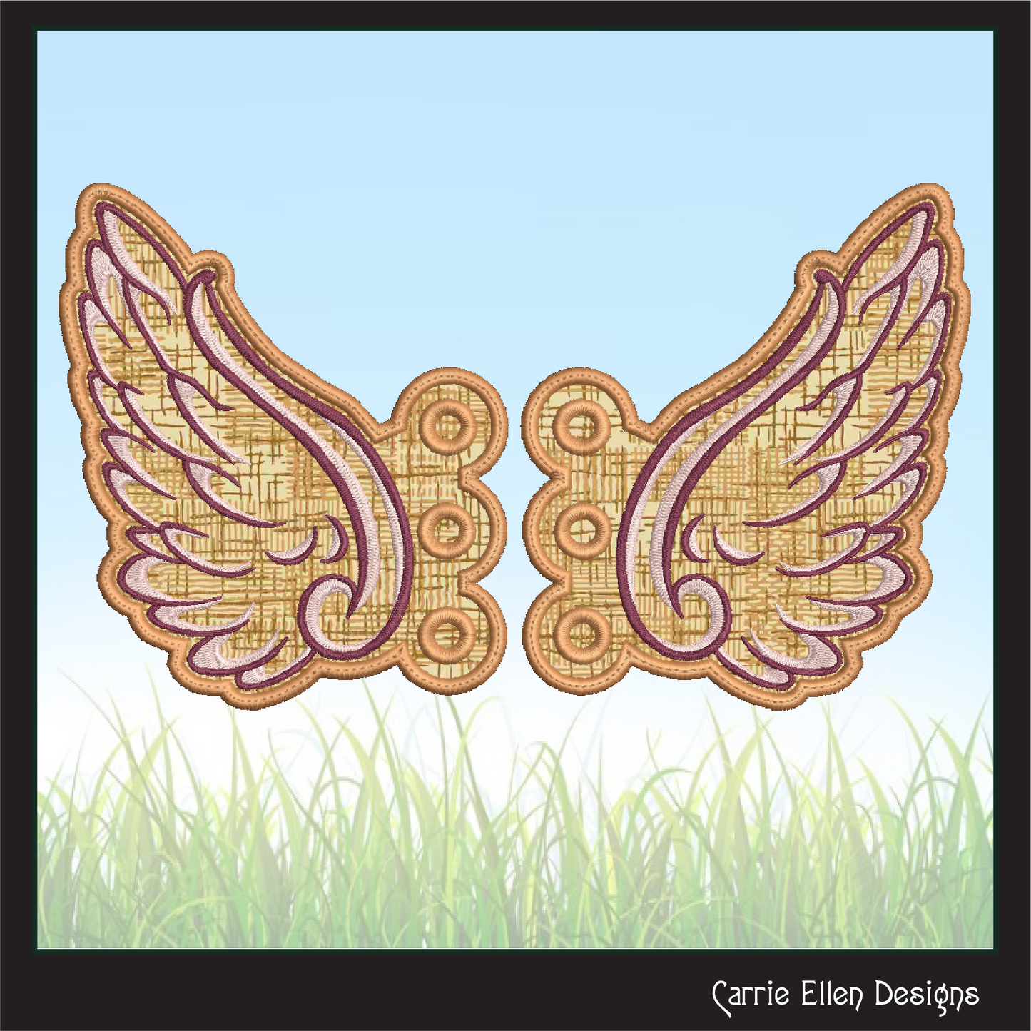 Angel Wing ITH Shoe Wing Embroidery Design – Butterfly Wing Charms for Shoes and Boots – 4x4 & 5x7 Hoop (2134)