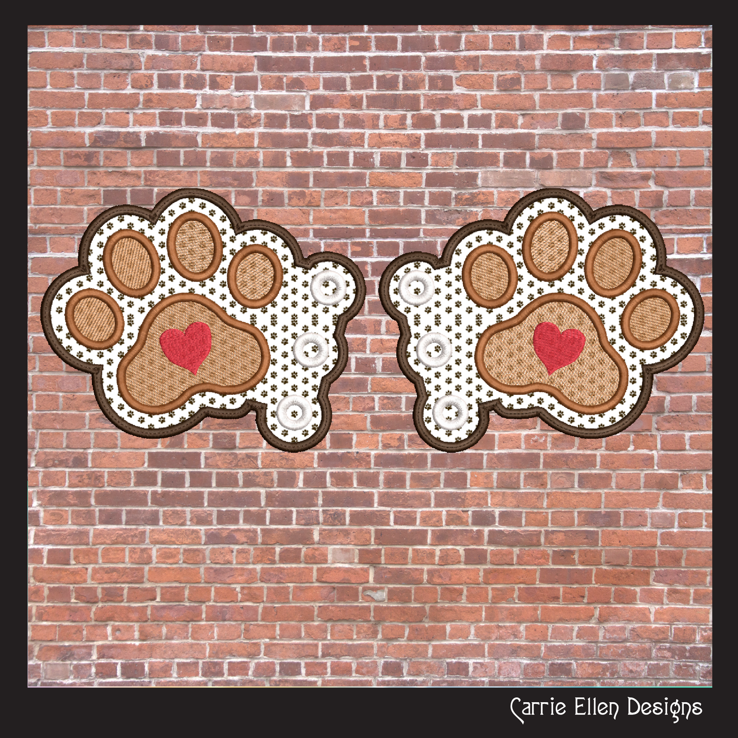 Dog Paw Shoe Wings In The Hoop Machine Embroidery Design, Puppy Paws, Dog Lovers, Shoe Accessories (2135)