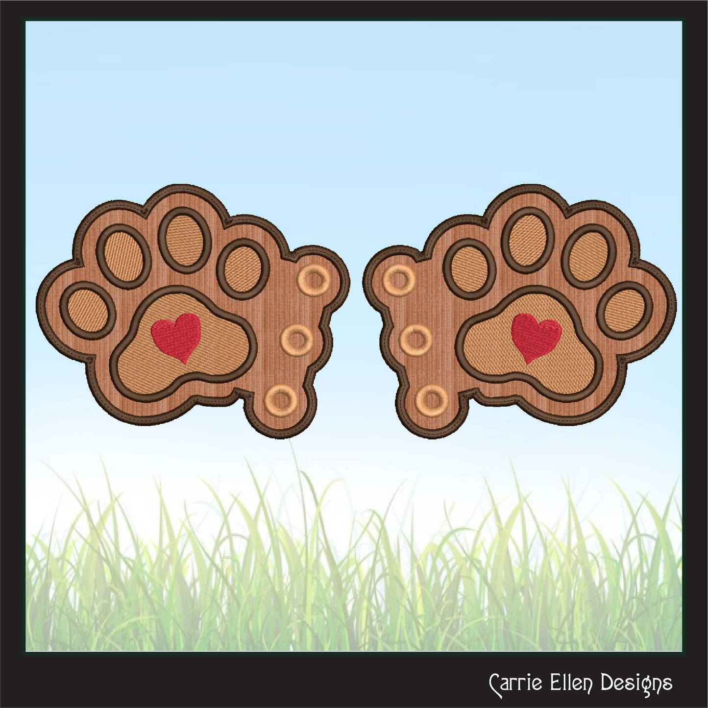 Dog Paw Shoe Wings In The Hoop Machine Embroidery Design, Puppy Paws, Dog Lovers, Shoe Accessories (2135)