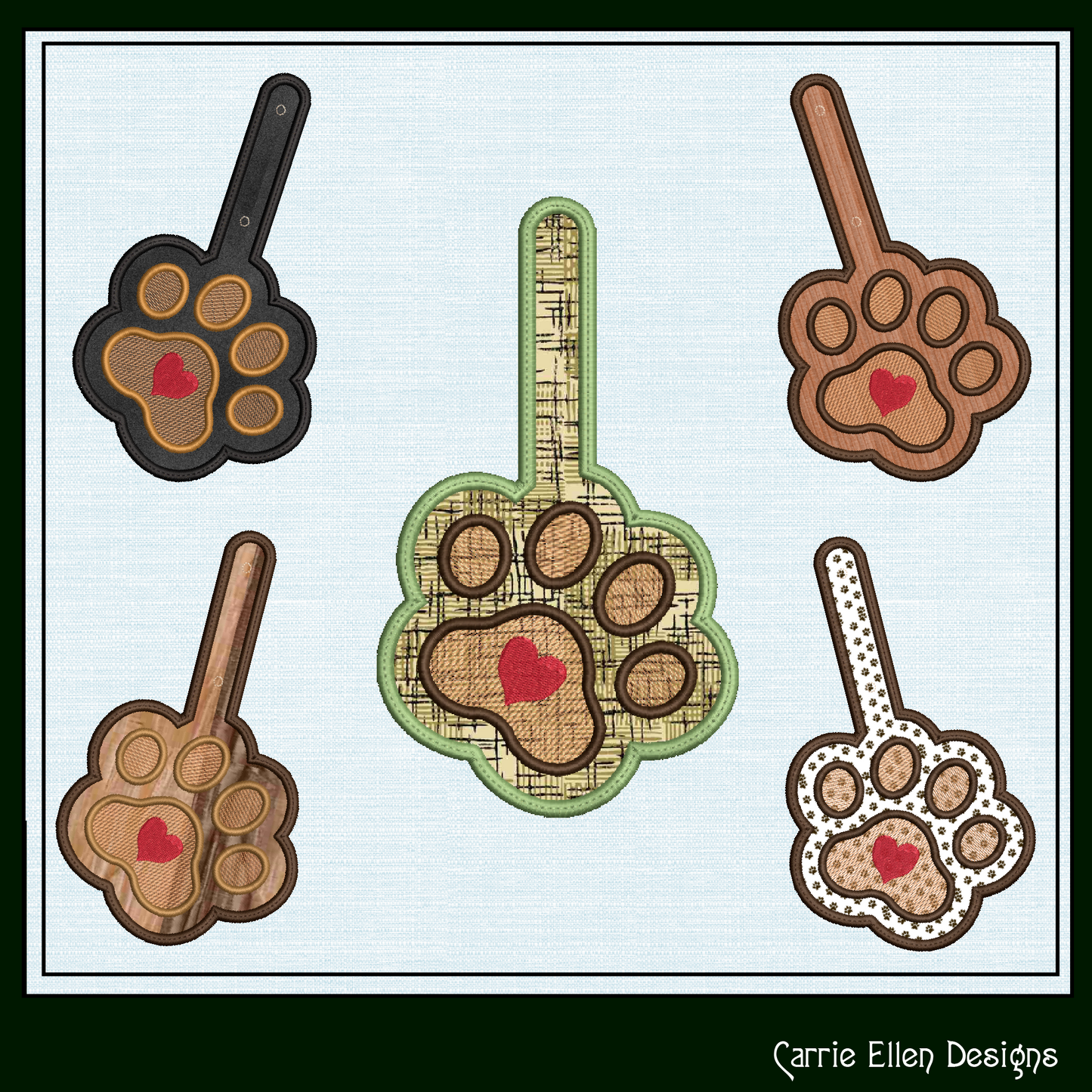 Dog Paw ITH Key Fob Machine Embroidery Design | Dog Lover In The Hoop Key Tag Project (2139)