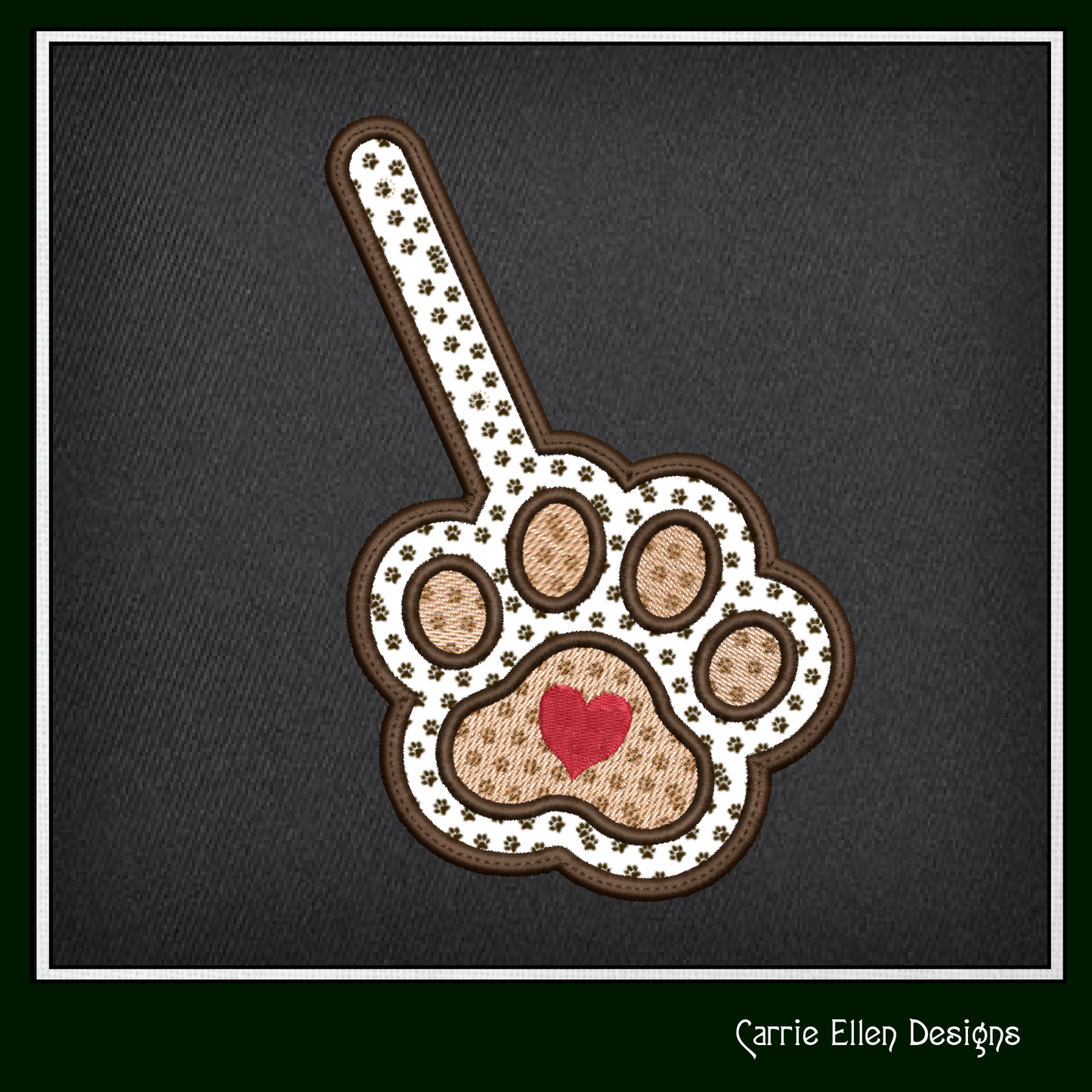 Dog Paw ITH Key Fob Machine Embroidery Design | Dog Lover In The Hoop Key Tag Project (2139)