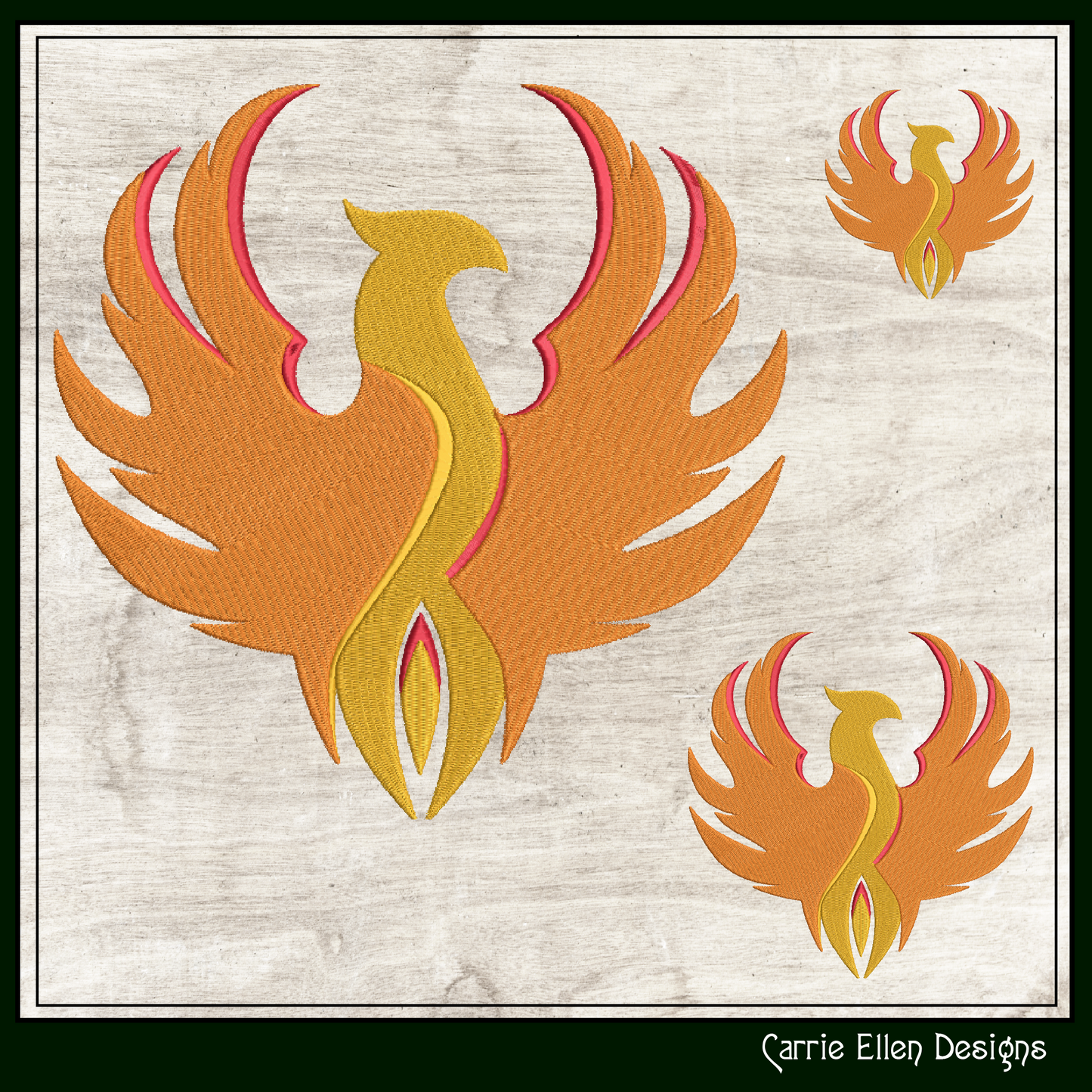 Phoenix Machine Embroidery Design – Majestic Fantasy Bird Pattern, 6 Sizes (2145)