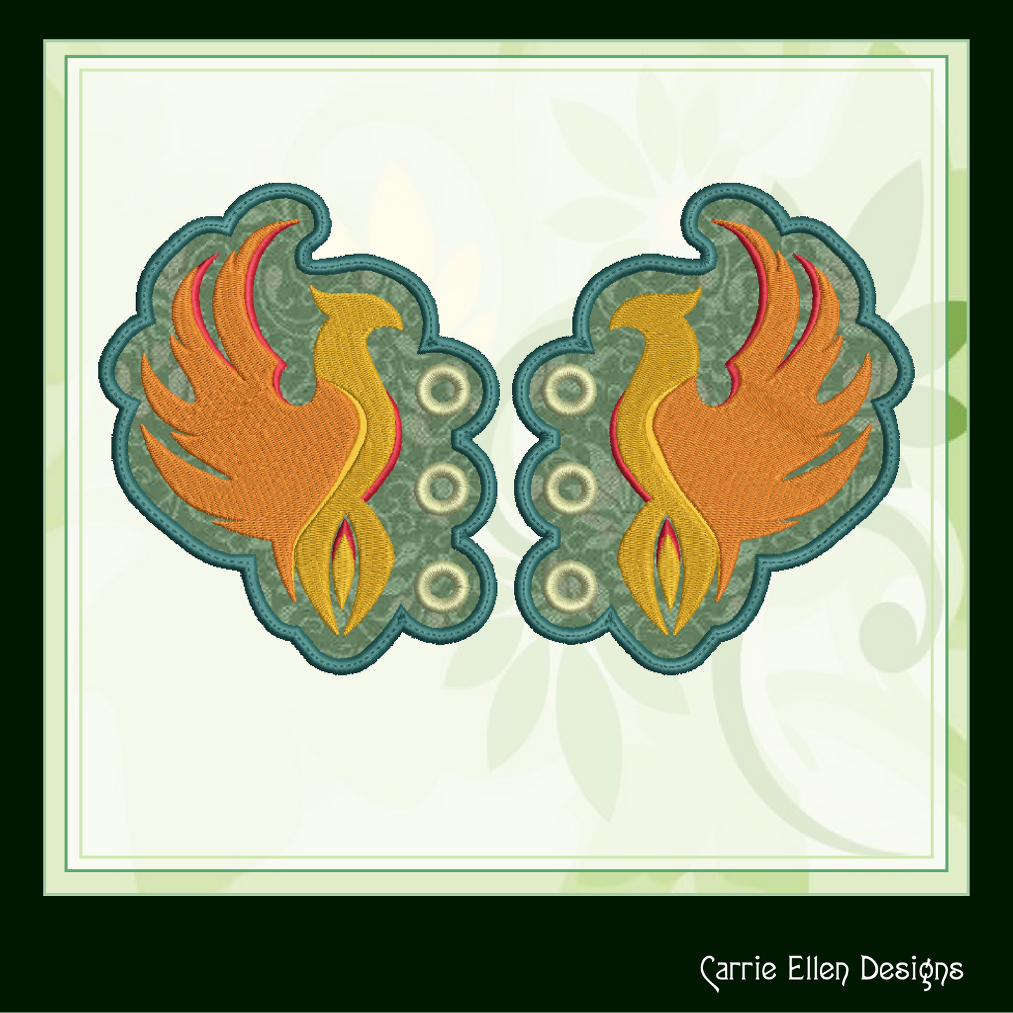 Phoenix Shoe Wing Machine Embroidery Design – Fantasy Bird In The Hoop Embroidery Design – 4x4 & 5x7 Hoop (2148)