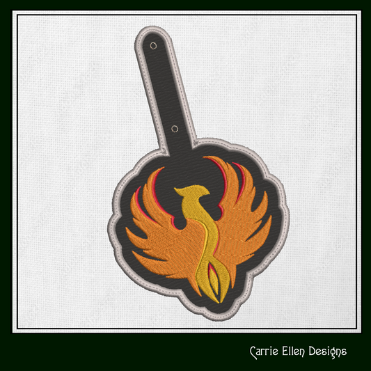 Phoenix ITH Key Fob Machine Embroidery Design | Mythological Creature In-The-Hoop Key Tag (2149)