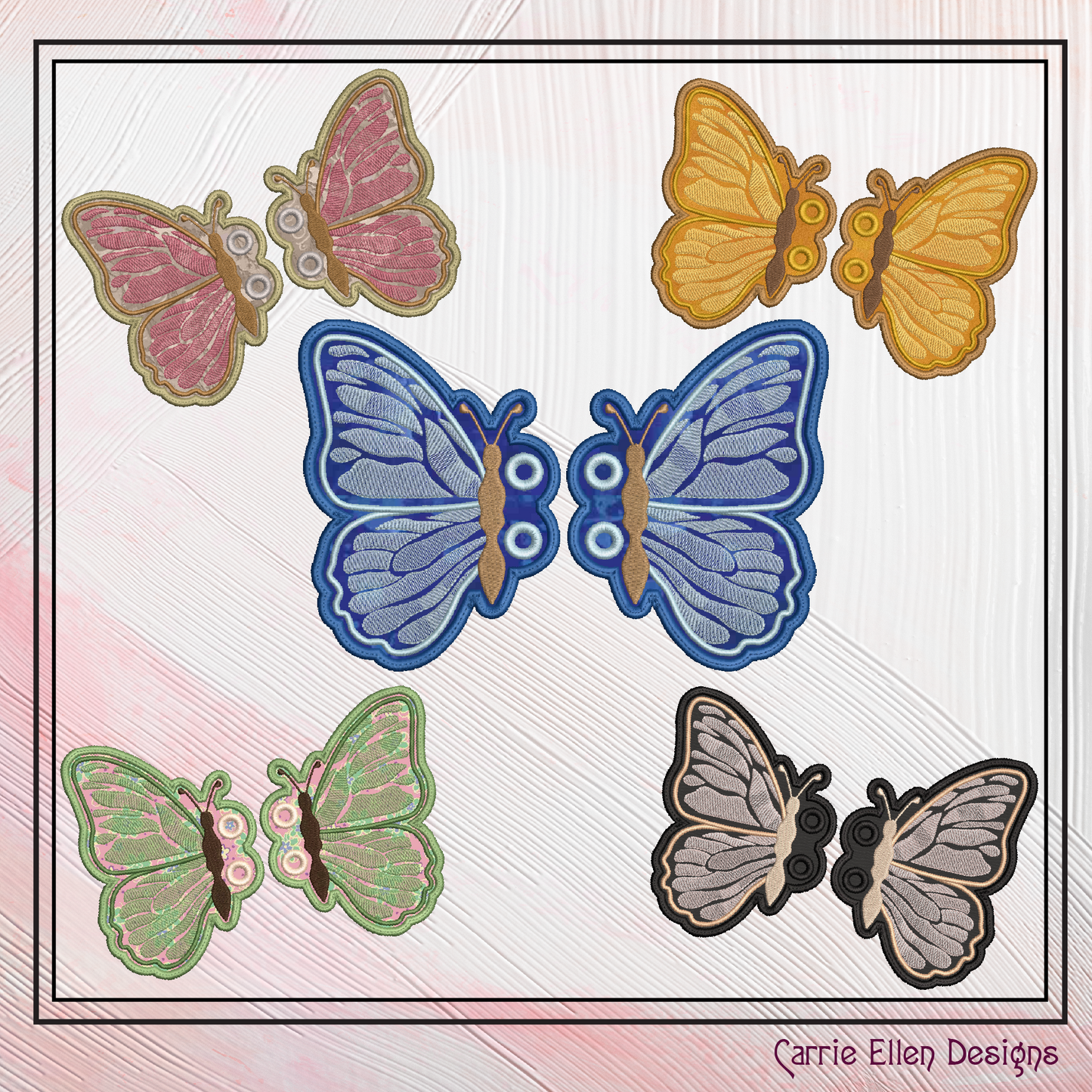 Butterfly Shoe Wing Machine Embroidery Design – In The Hoop Butterfly Shoelace Charms – 4x4 & 5x7 Hoop (2166)