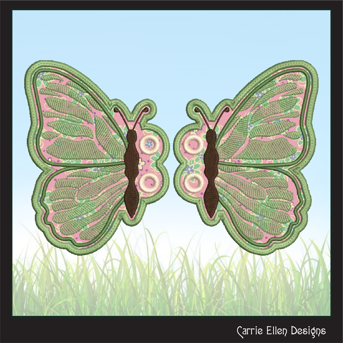 Butterfly Shoe Wing Machine Embroidery Design – In The Hoop Butterfly Shoelace Charms – 4x4 & 5x7 Hoop (2166)