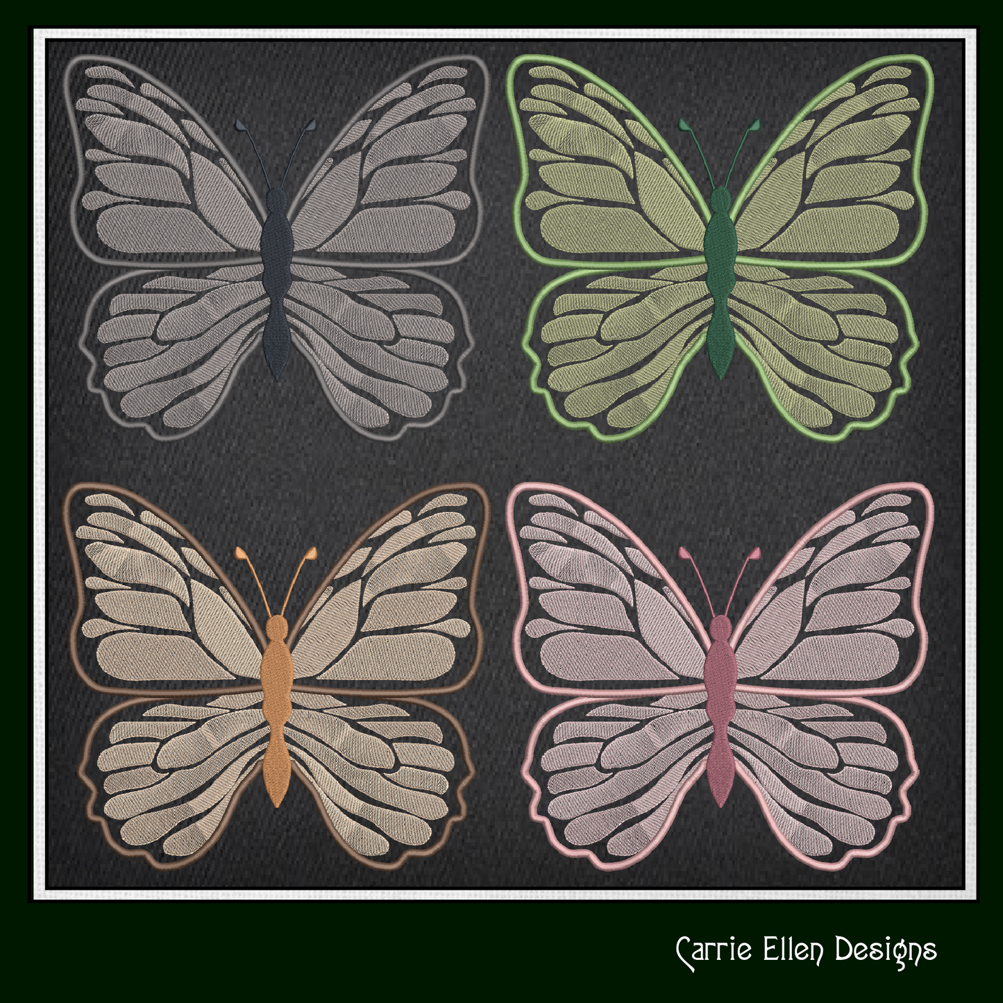 Butterfly Machine Embroidery Design, Light Density Fill Monarch Butterflies, Garden Insect Embroidery Designs, 6 Sizes (2167)